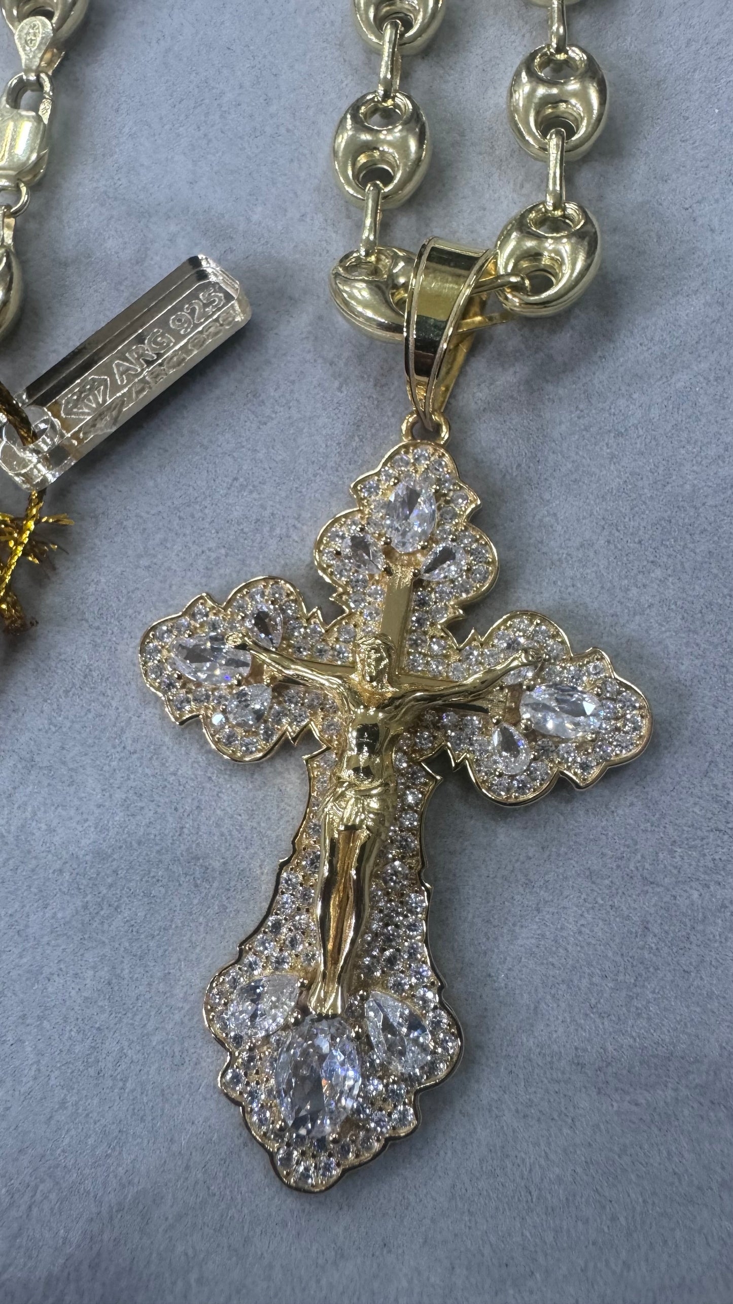 Collana marina 9 mm con croce Rio argento 925 *445