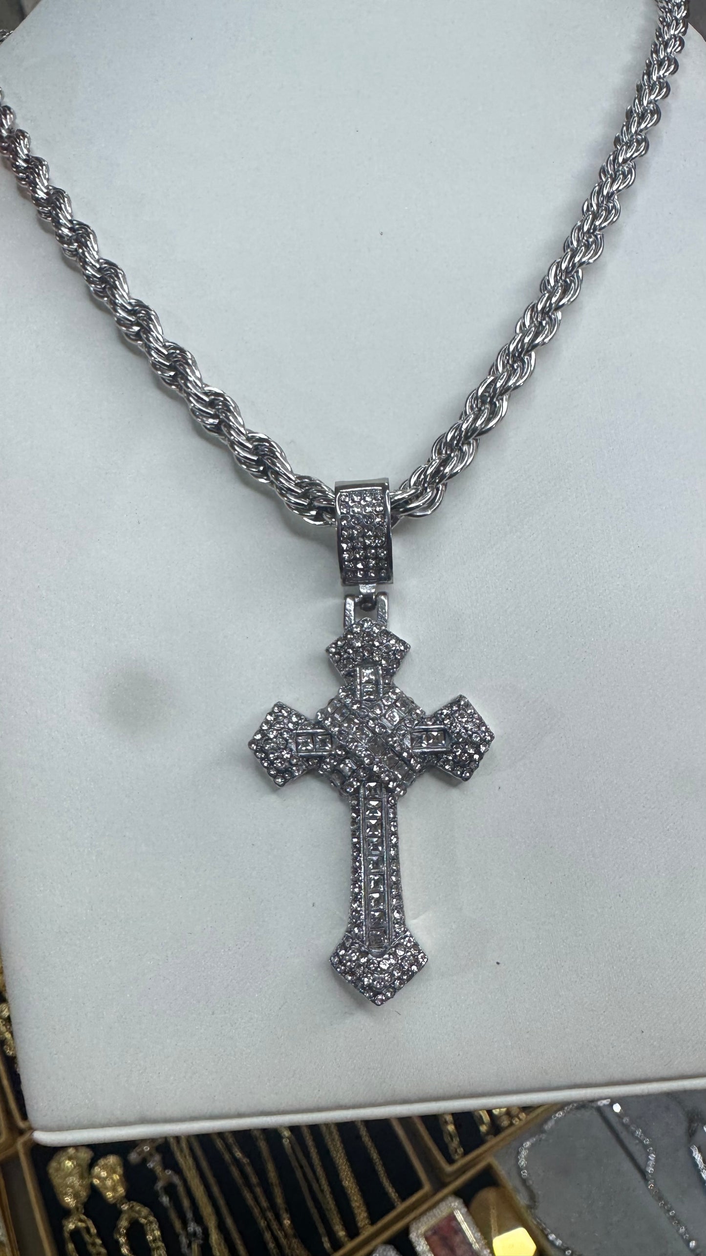 Combo kit croce Pave Acciaio argento*164