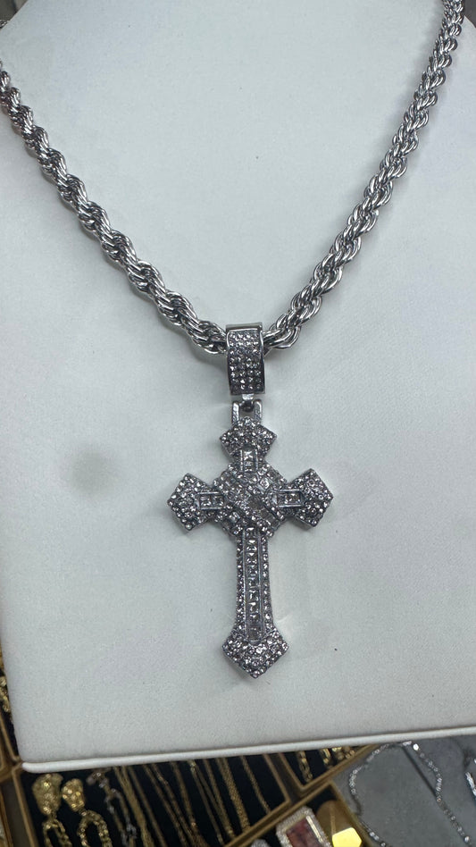 Combo kit croce Pave Acciaio argento*164