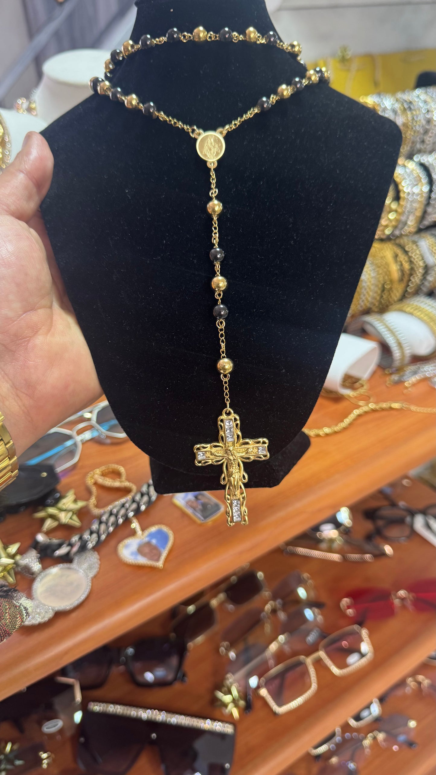 Rosario oro e nero acciaio *22