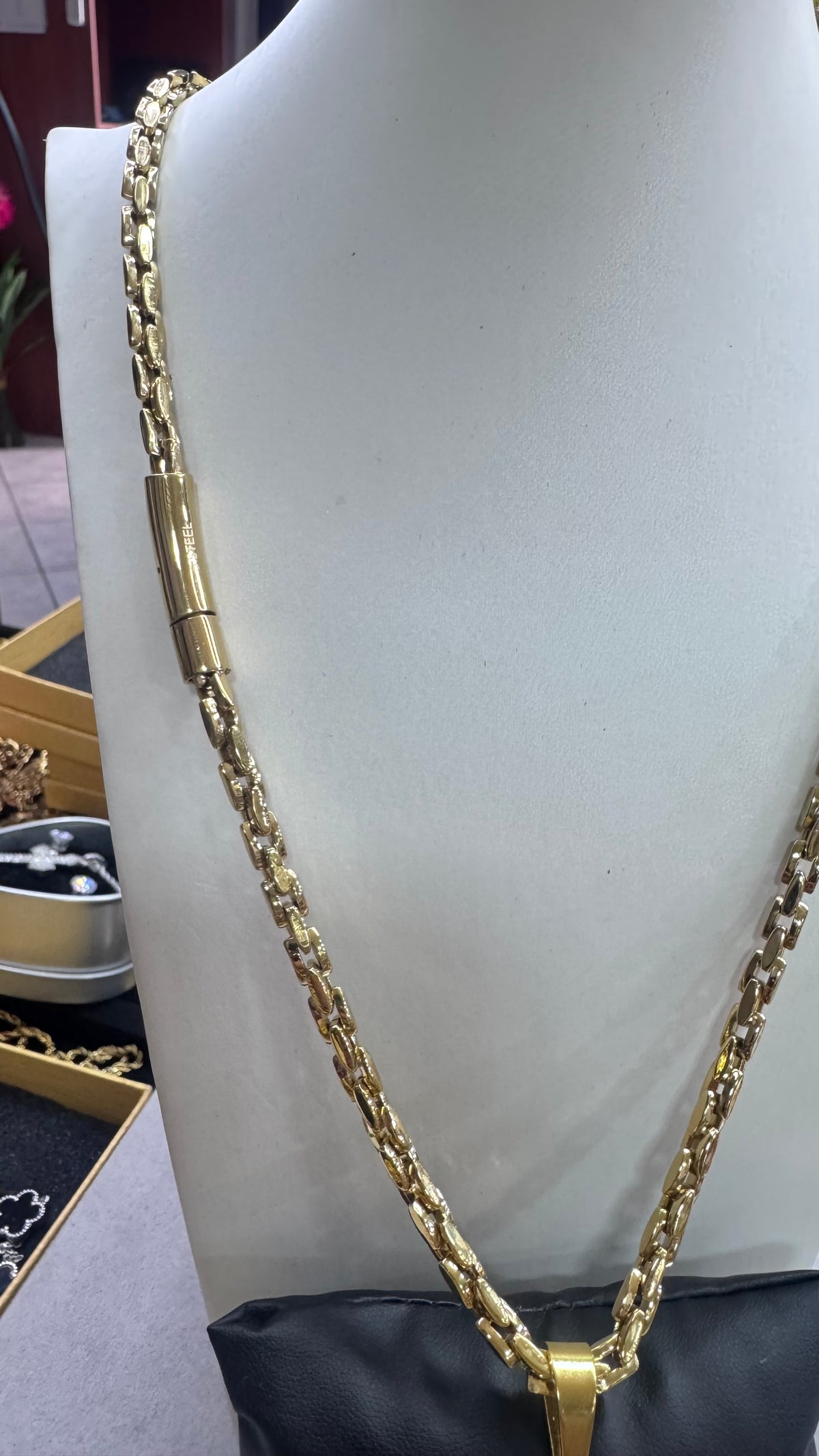 Collana con croce acciaio oro Ibiza *3002