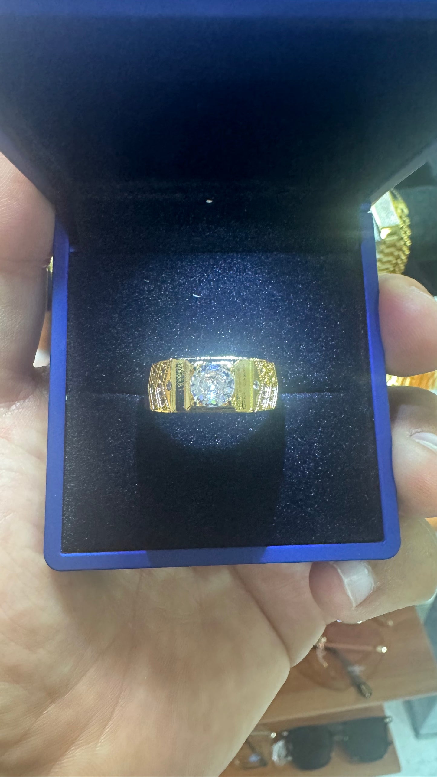 Anello solitario argento oro *58