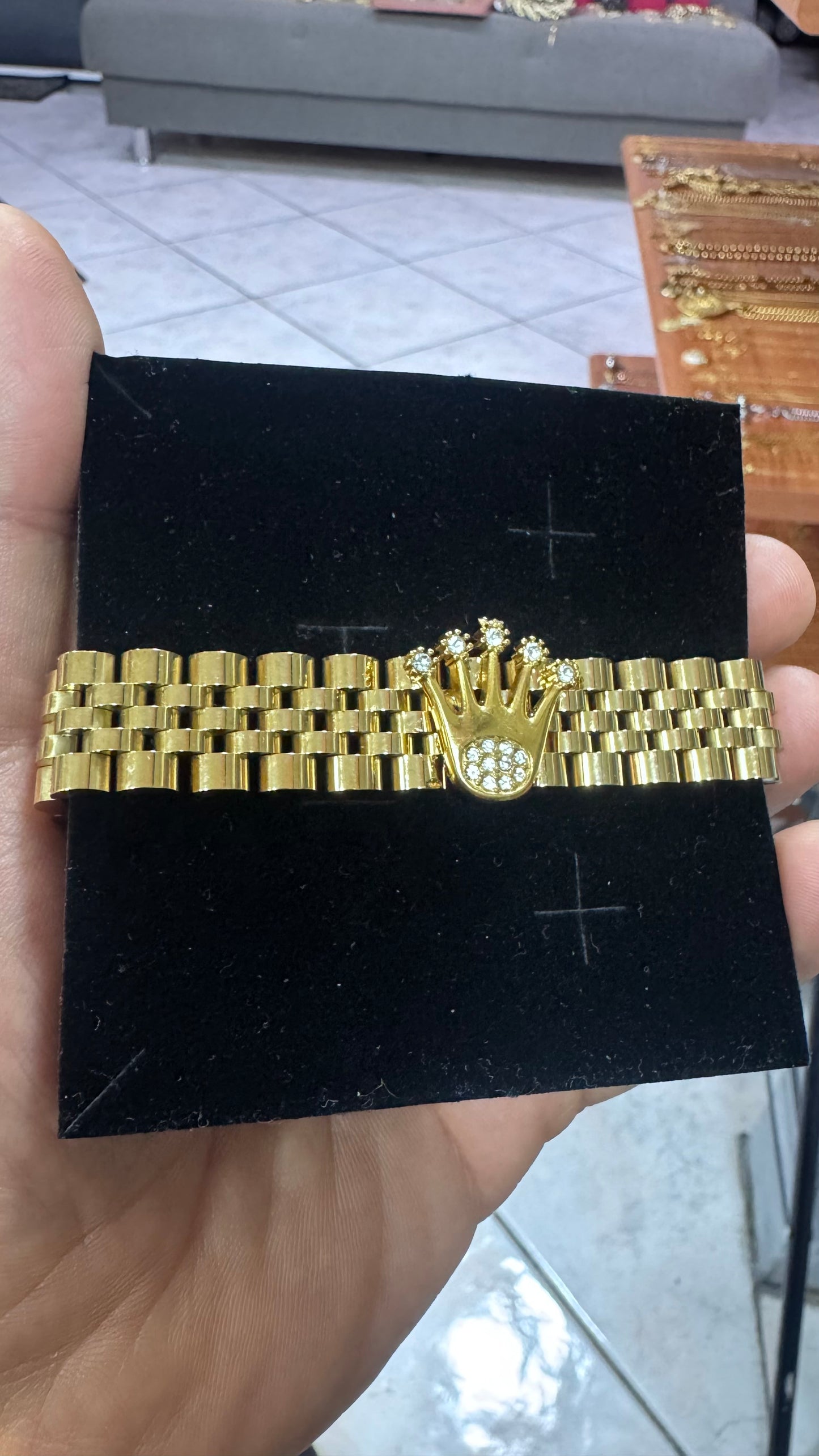 Bracciale giubileo corona acciaio oro*50