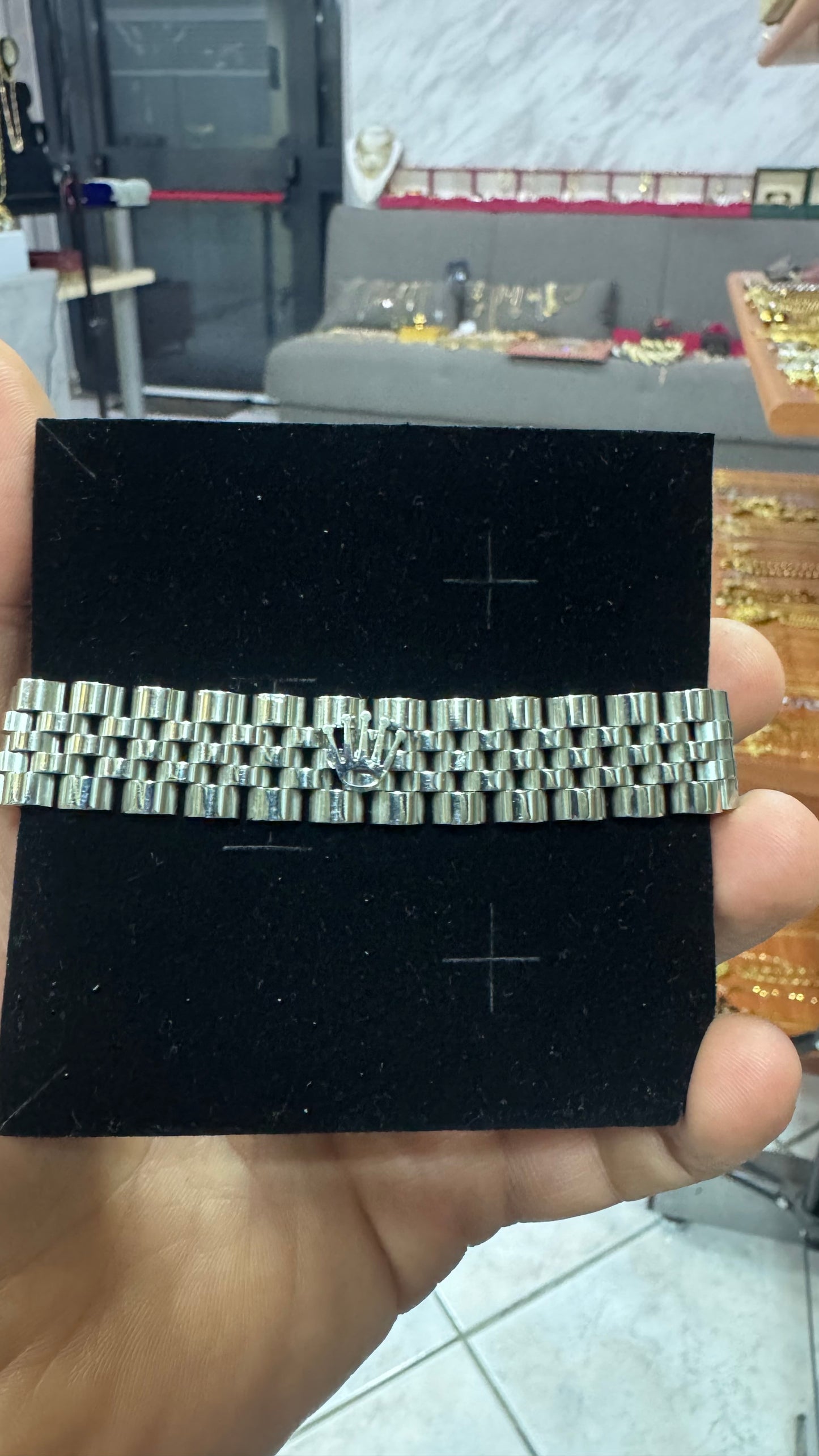 Bracciale giubileo corona acciaio argento*44