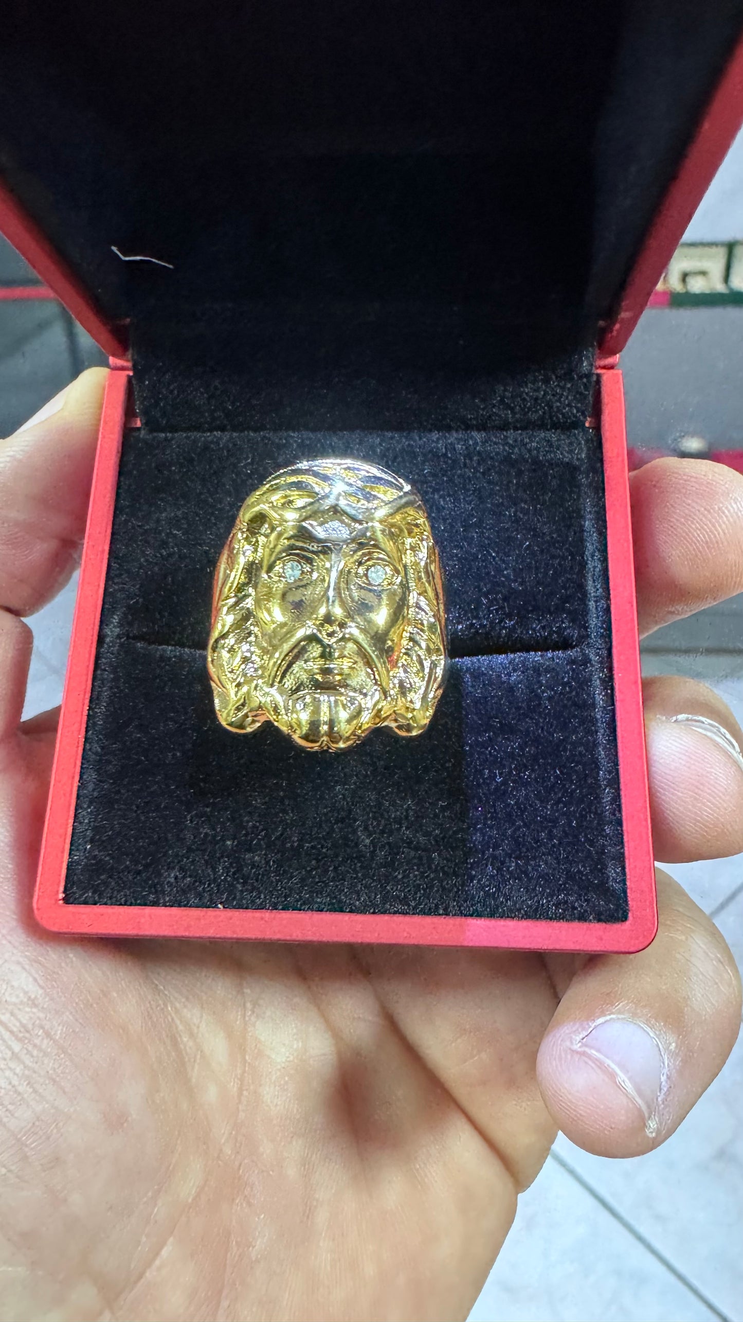 Anello testa di Gesù acciaio oro *66