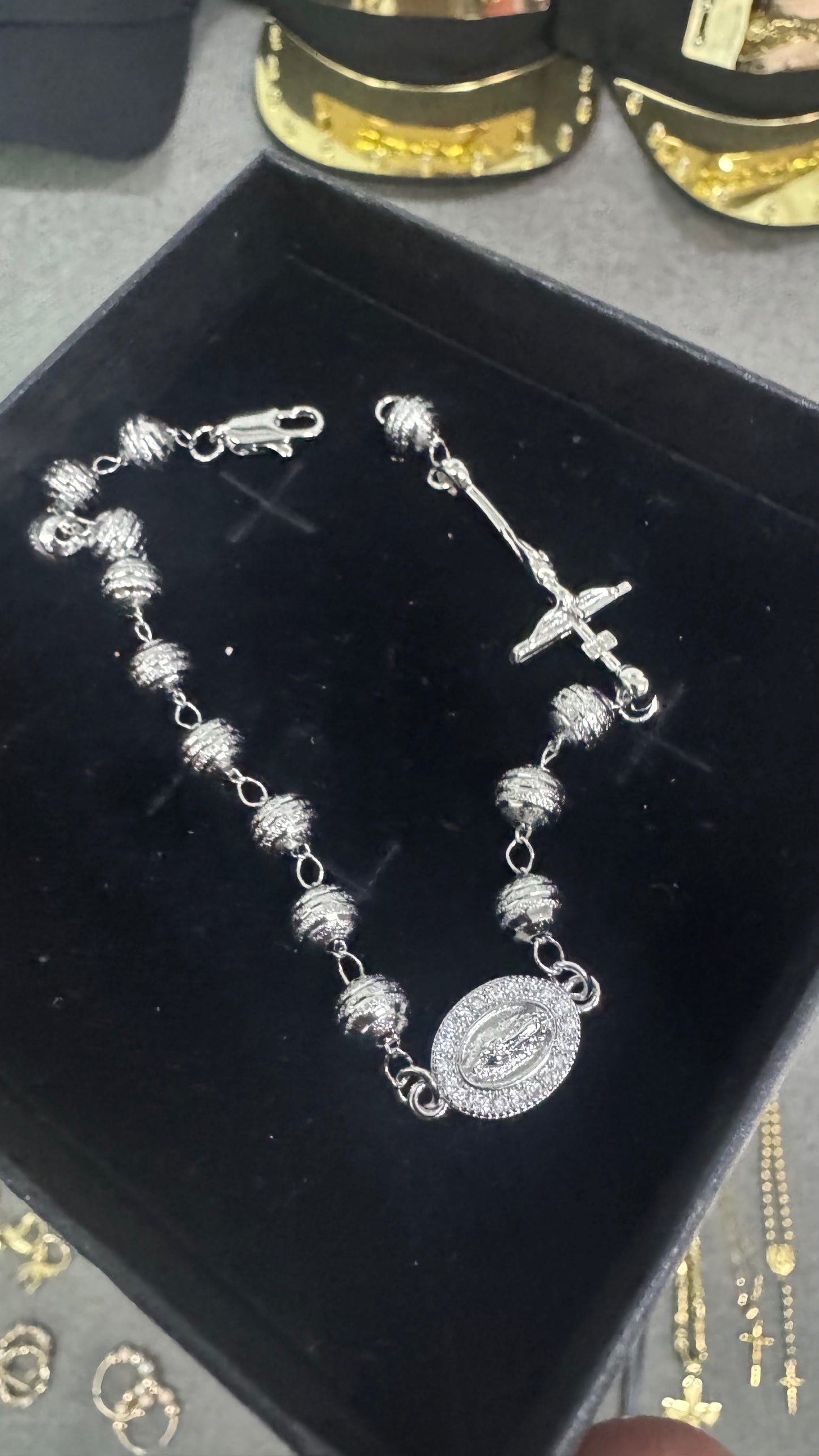 Bracciale rosario martellato Acciaio *32