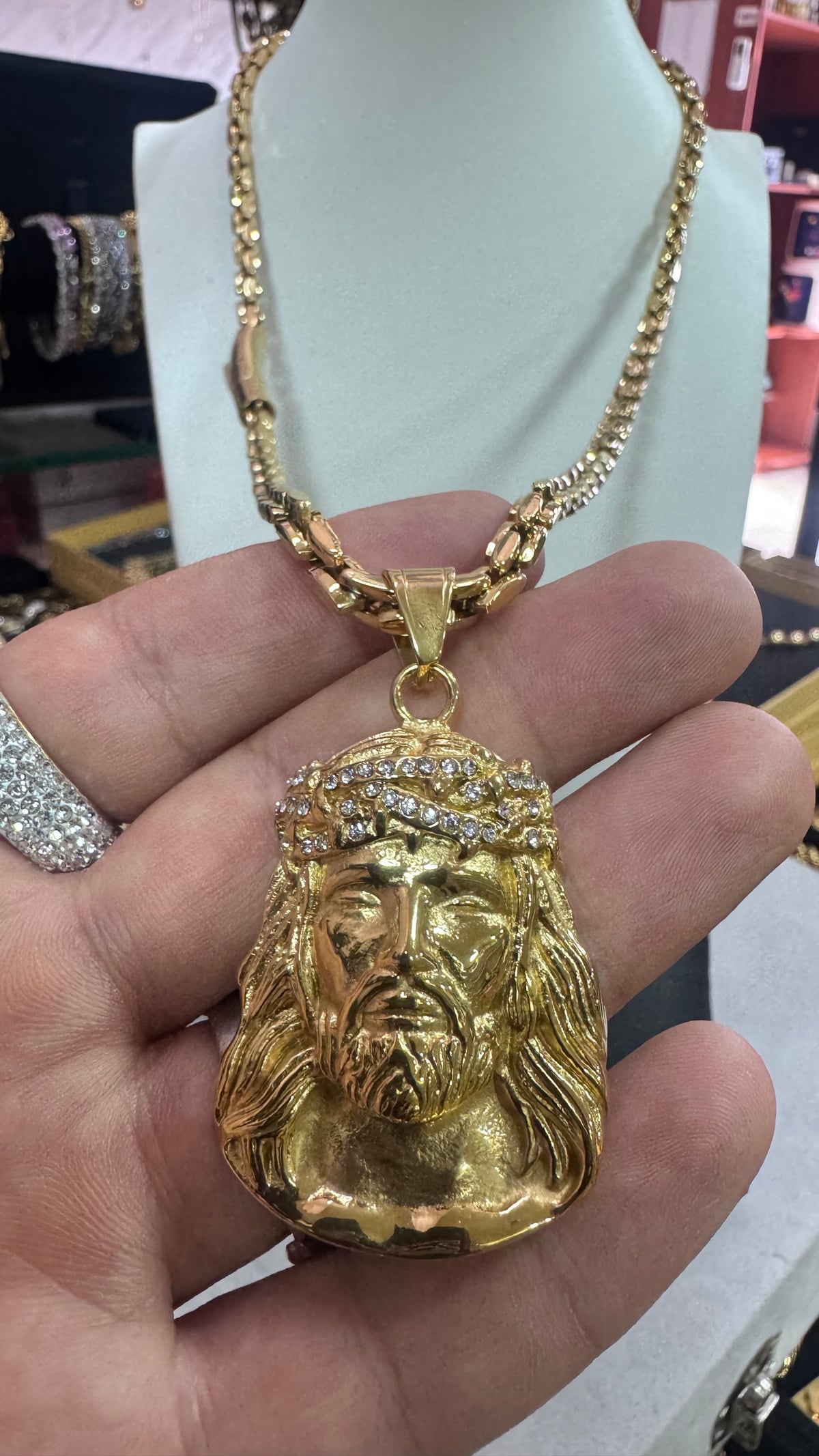 Collana Ibiza Gesù acciaio oro *4578
