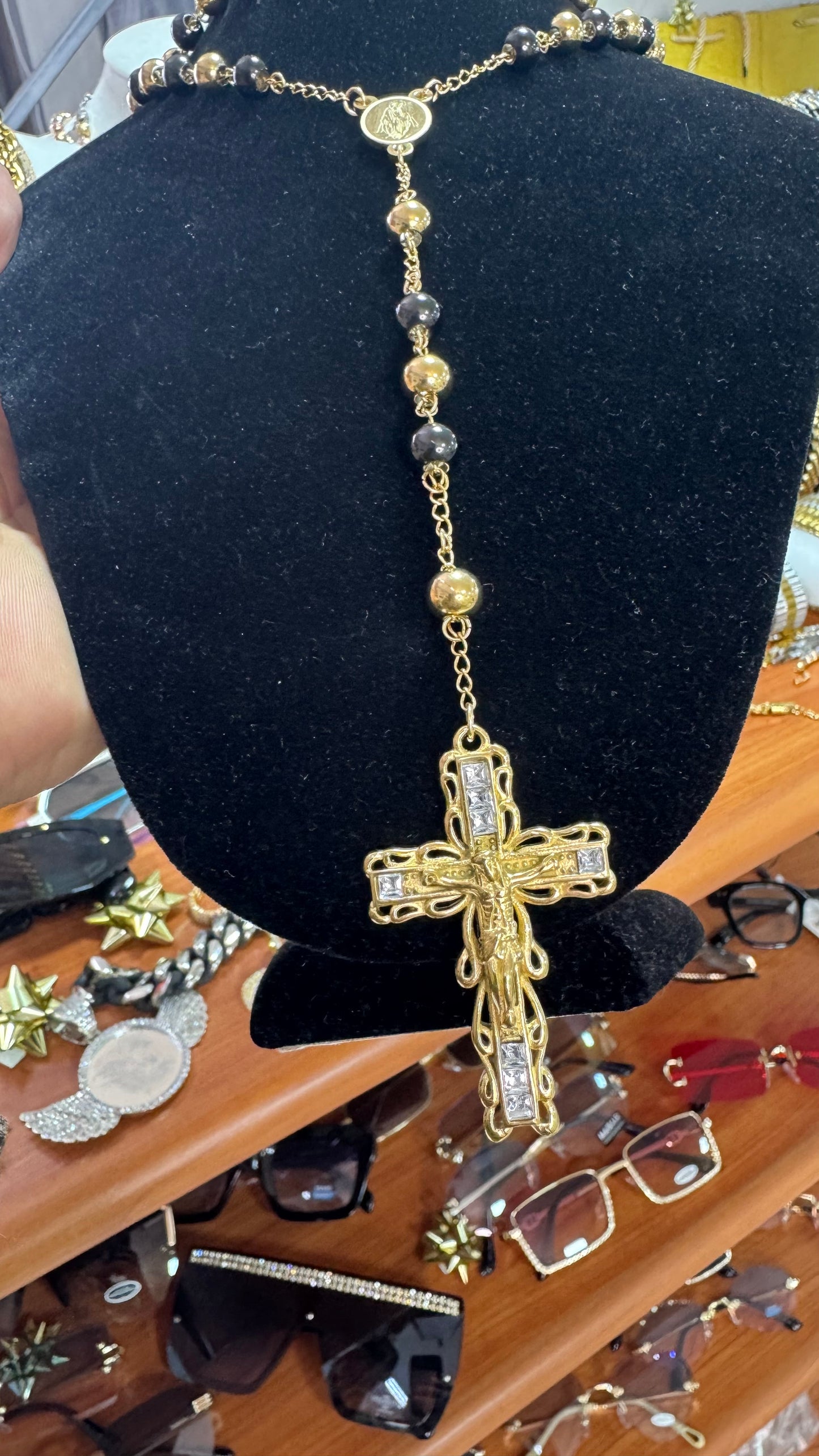 Rosario oro e nero acciaio *22