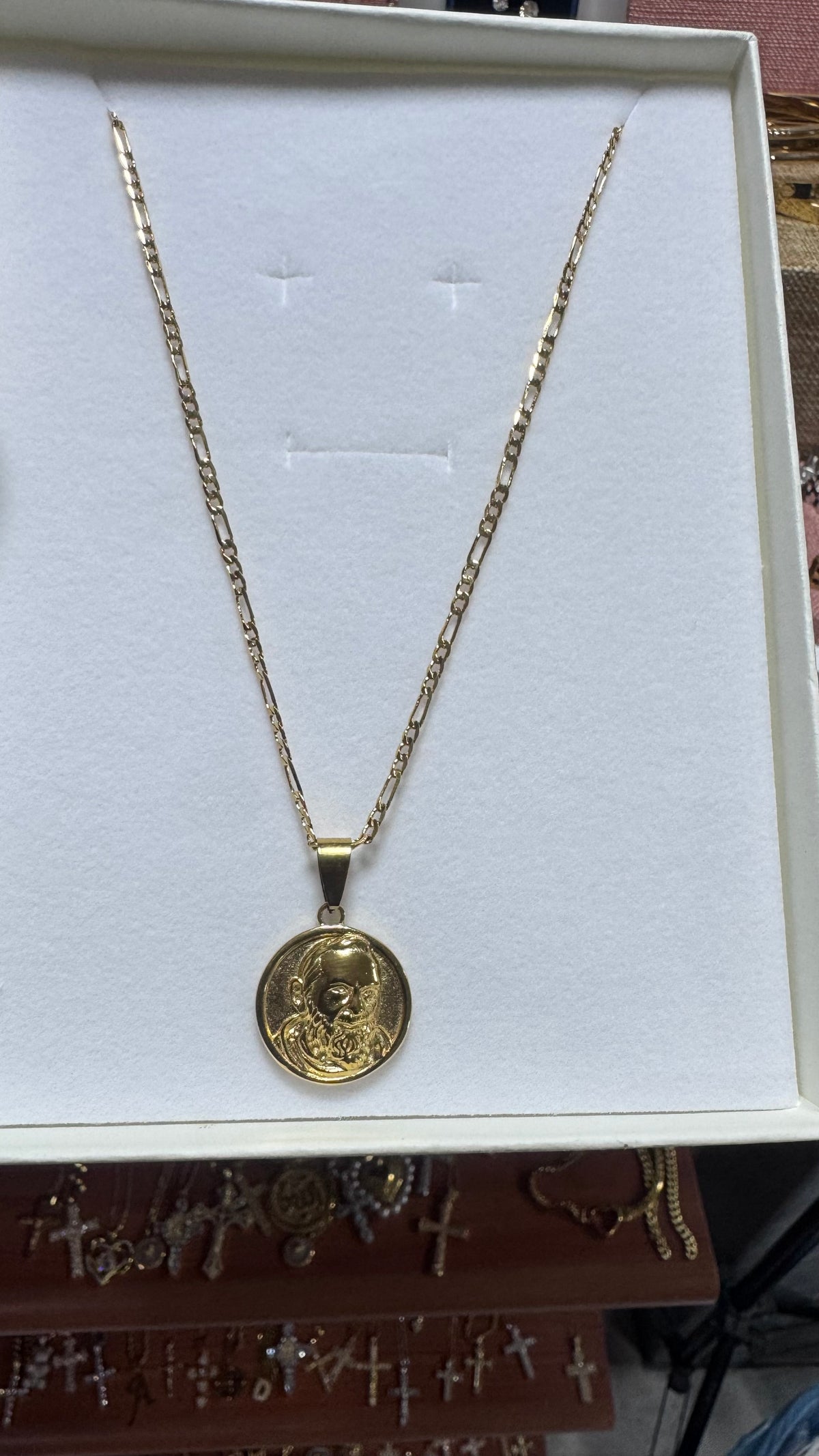Collana con padre pio acciai oro *5747