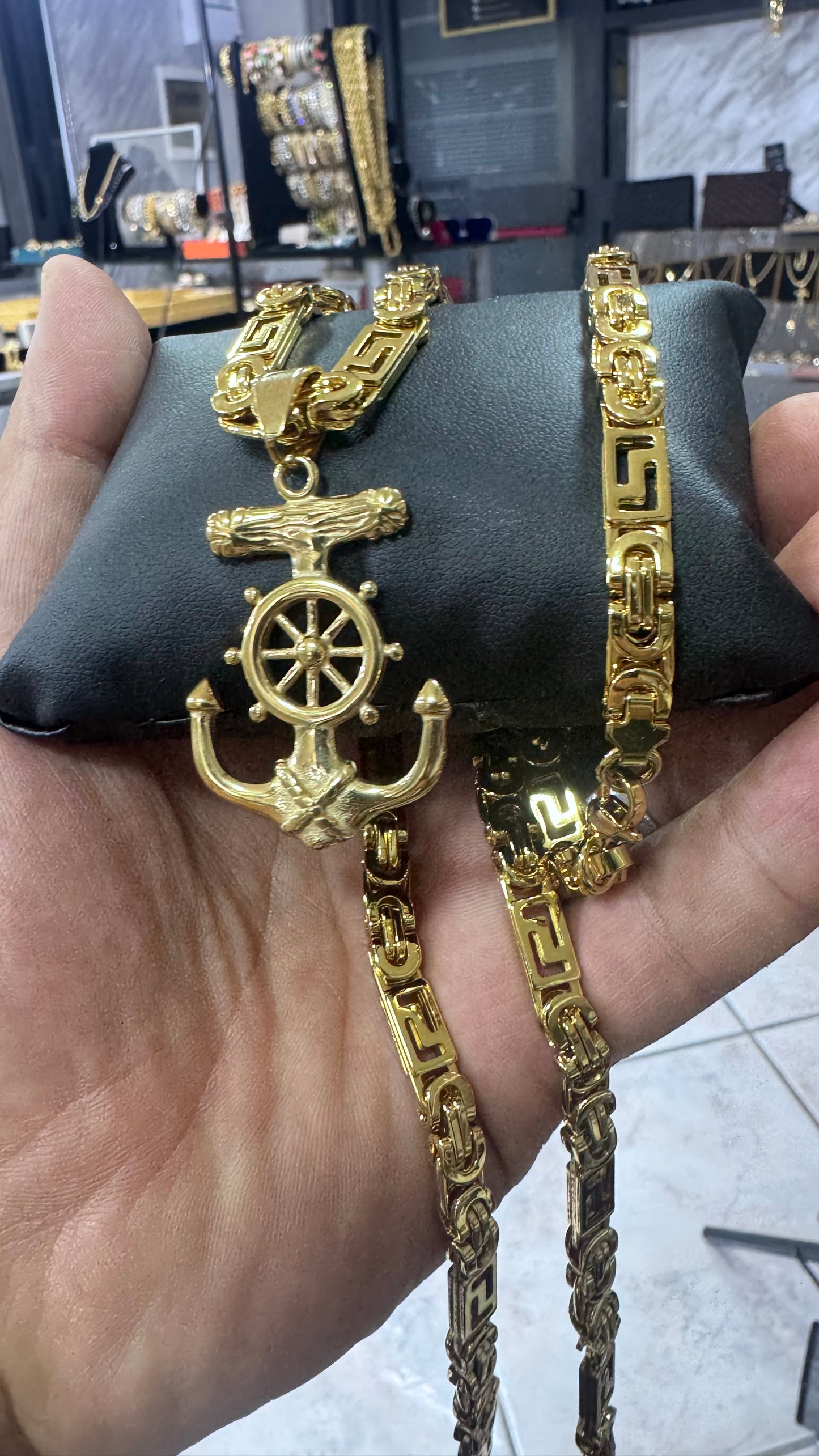 Combo Kit ancora greca acciaio oro *259