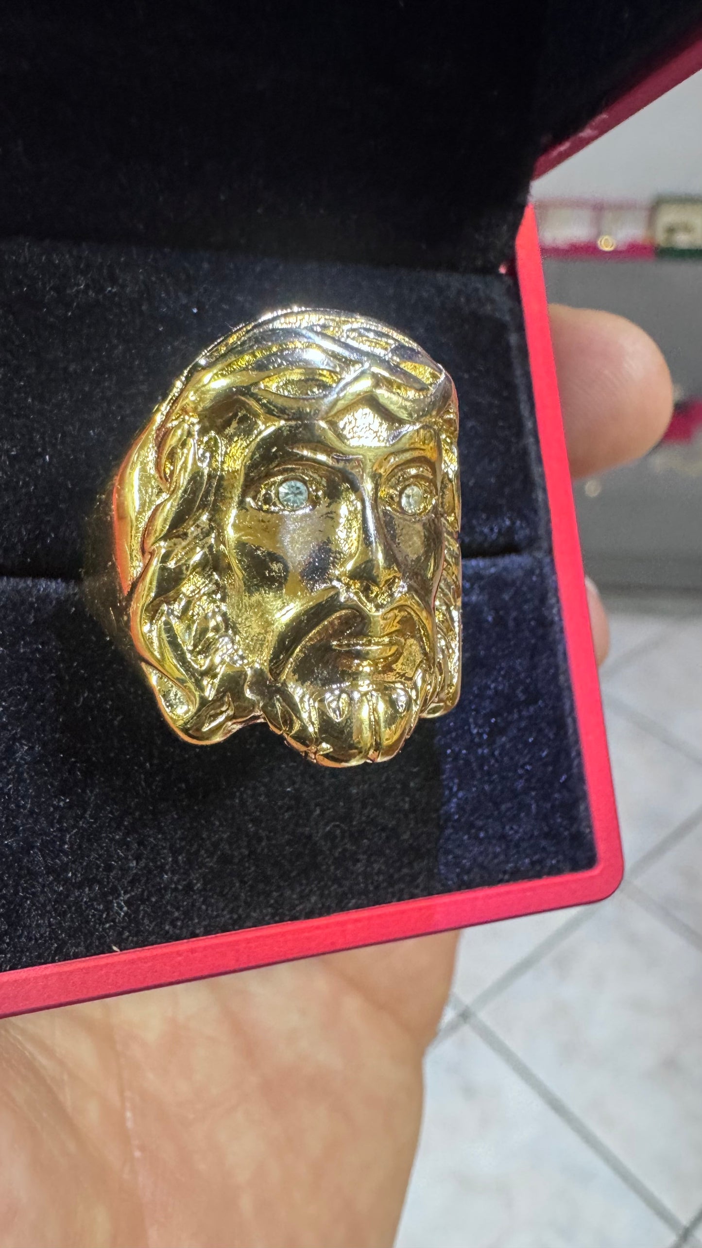 Anello testa di Gesù acciaio oro *66