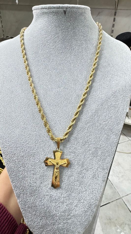 Collana corda con croce satinata *707