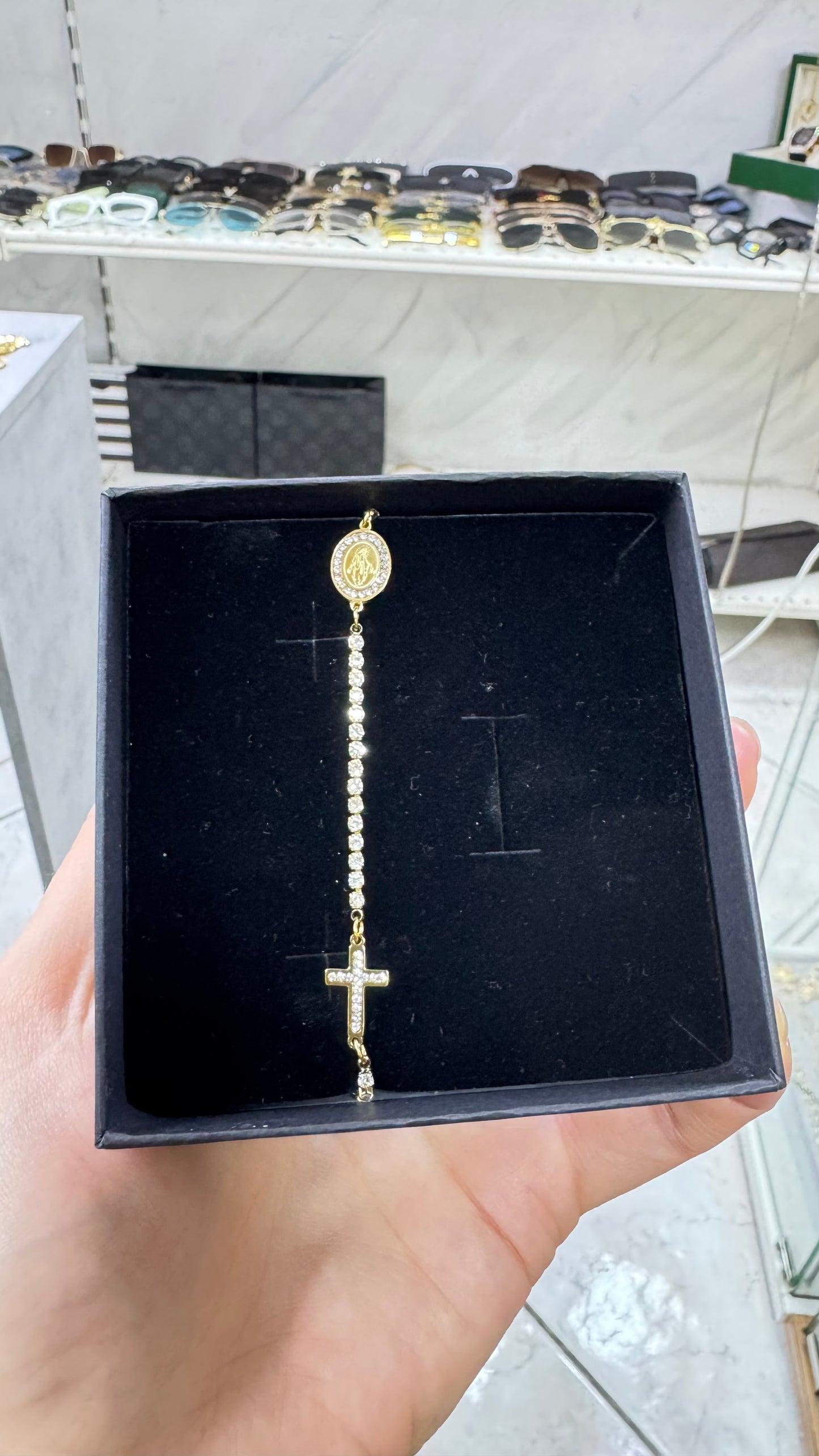 Bracciale tennis rosario acciaio *35