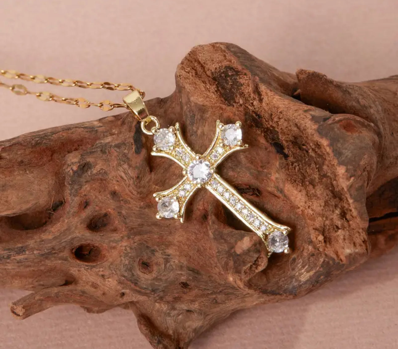 Collanina con croce acciaio oro *66