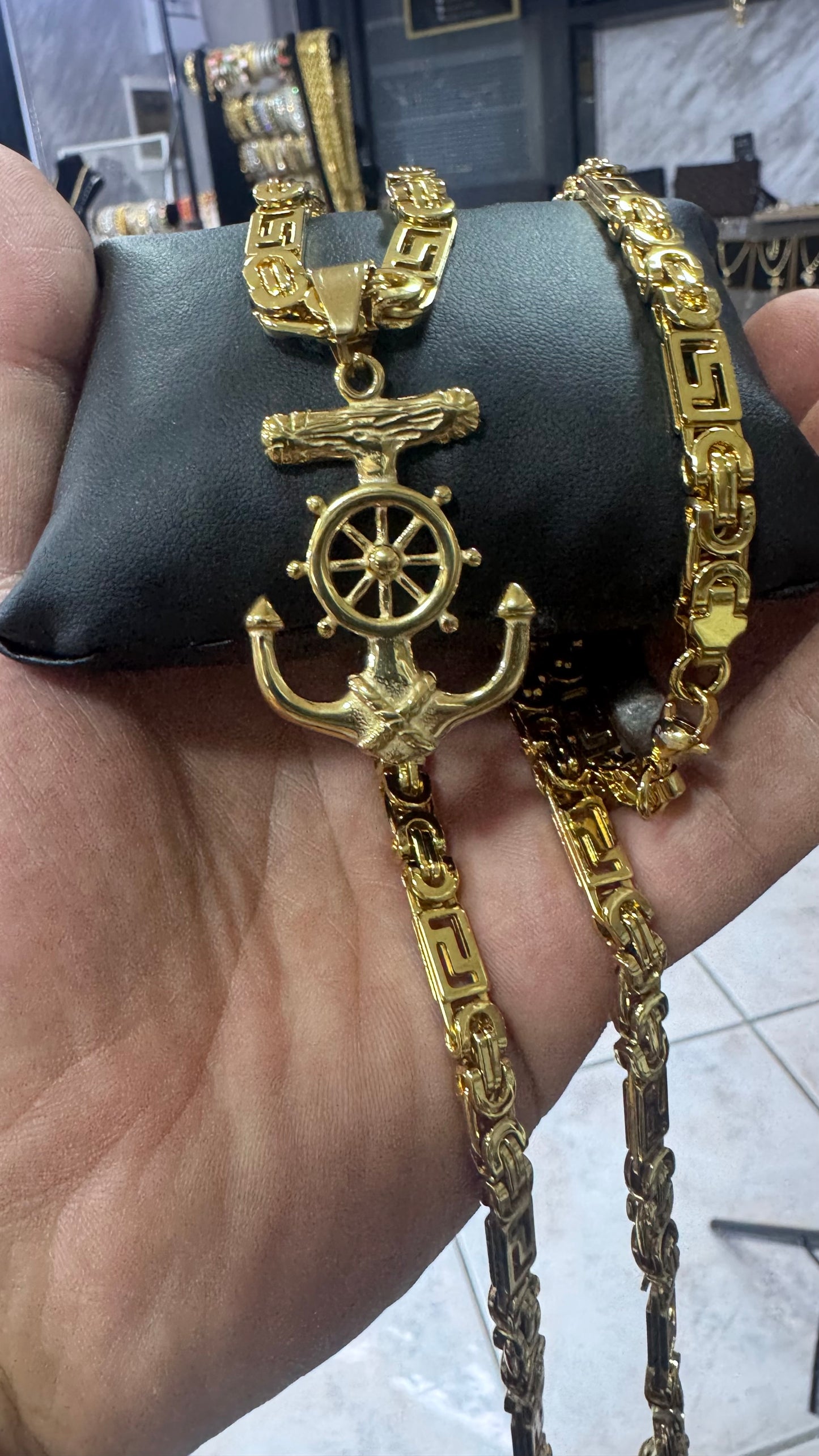 Combo Kit ancora greca acciaio oro *259