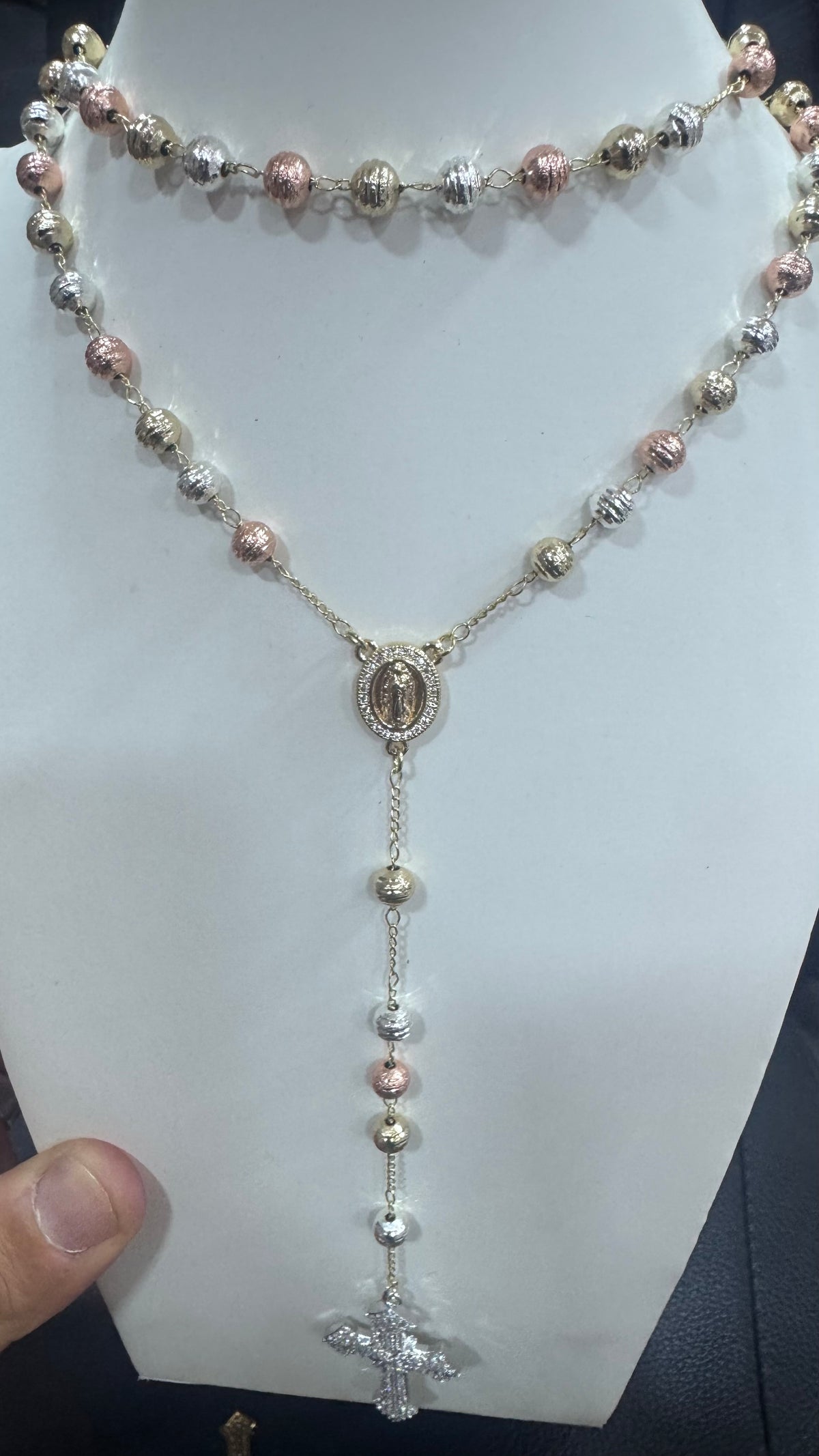 Rosario 6 mm MILLELUCI acciaio ottone croce geolier *4466