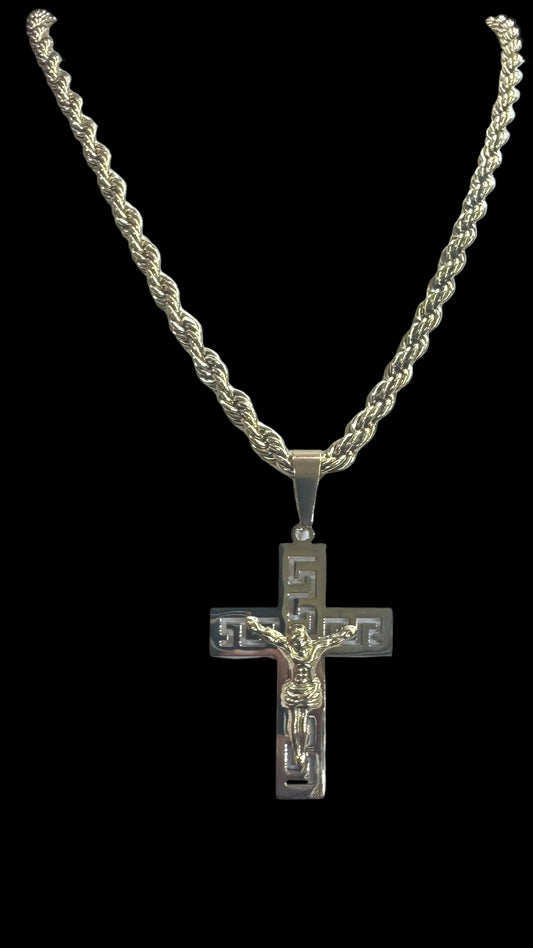 Collana funetta con croce lavorata *2359