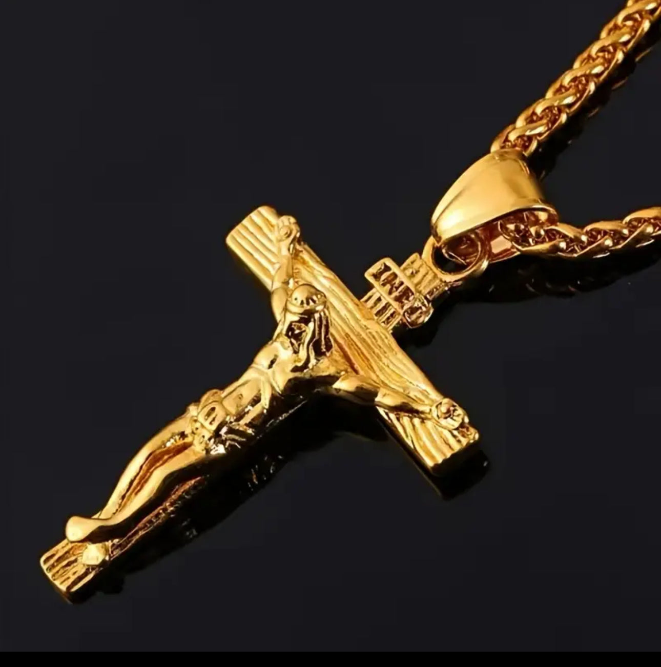 Collana con croce acciaio oro*59