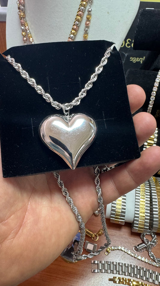 Collana con cuore acciaio *27