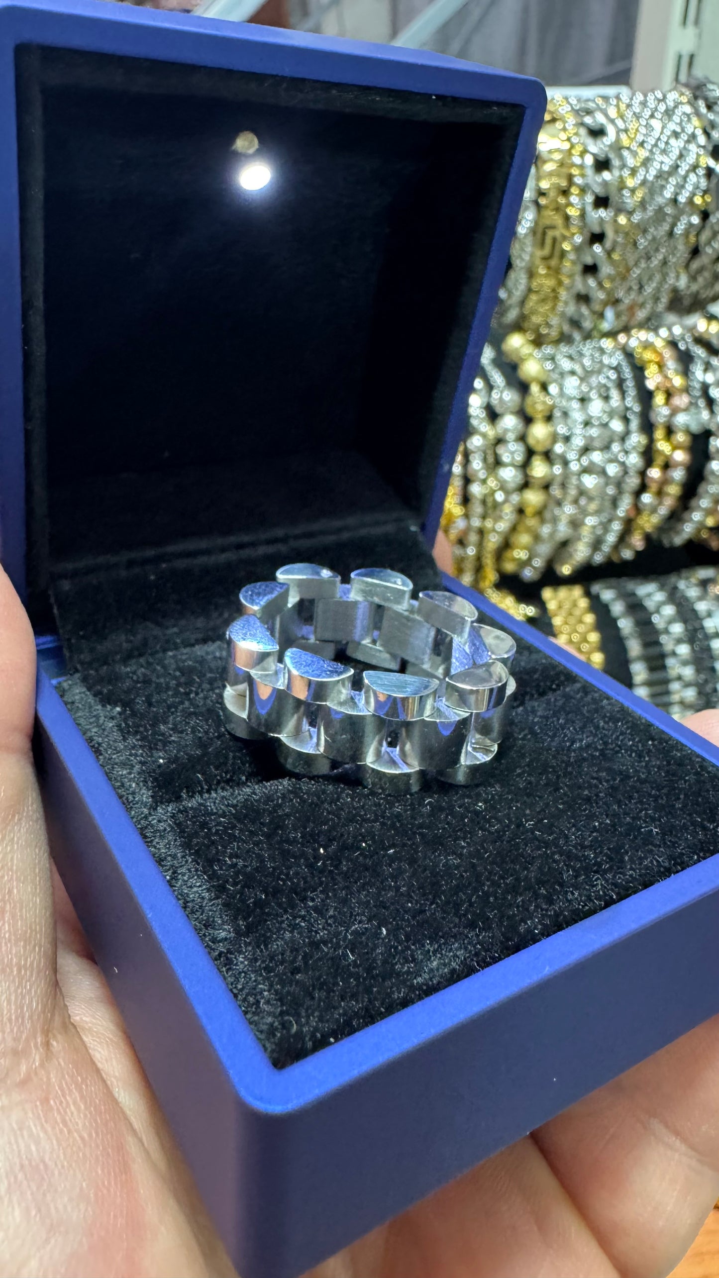 Anello acciaio argento*55