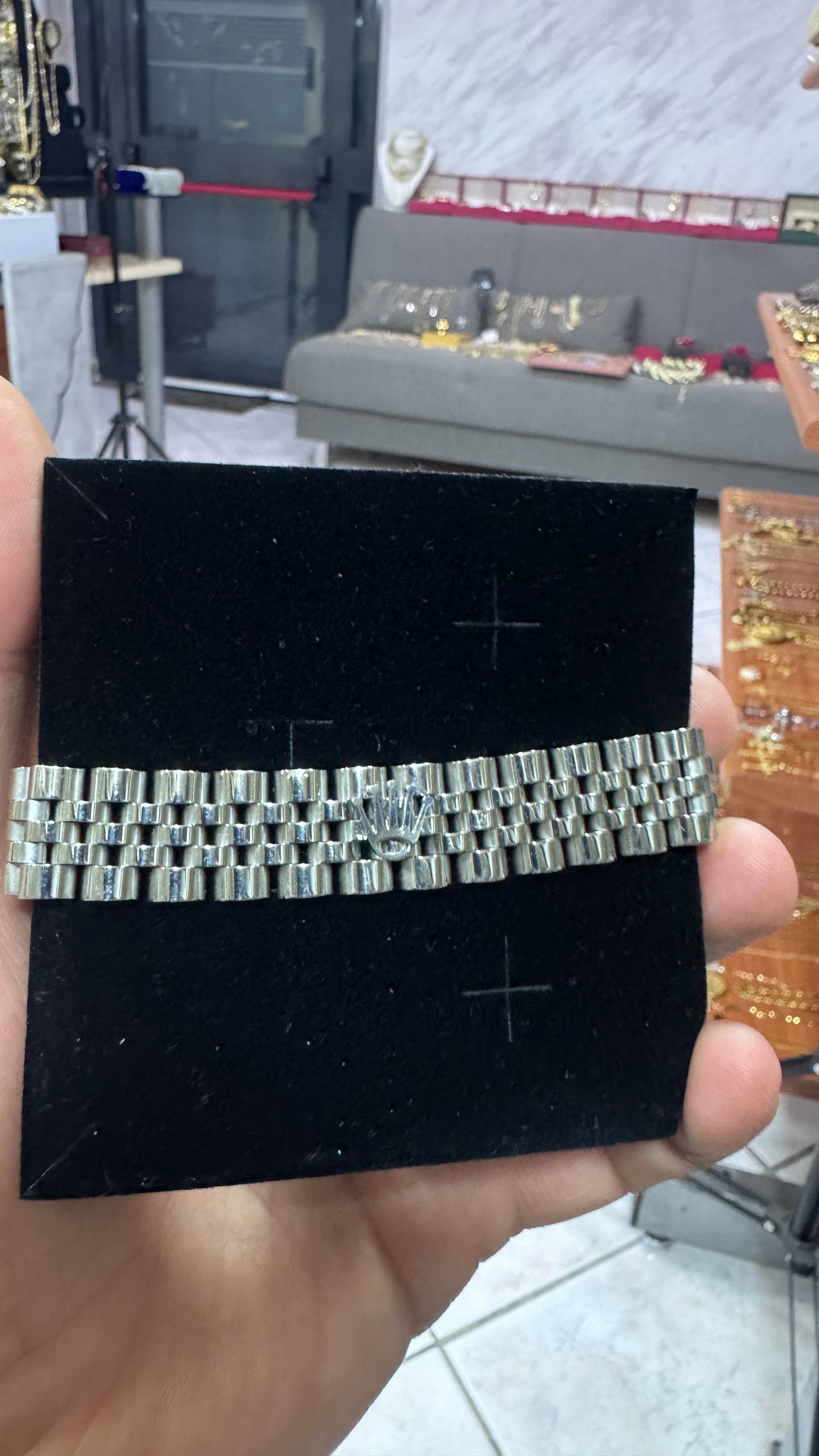 Bracciale giubileo corona acciaio argento*44