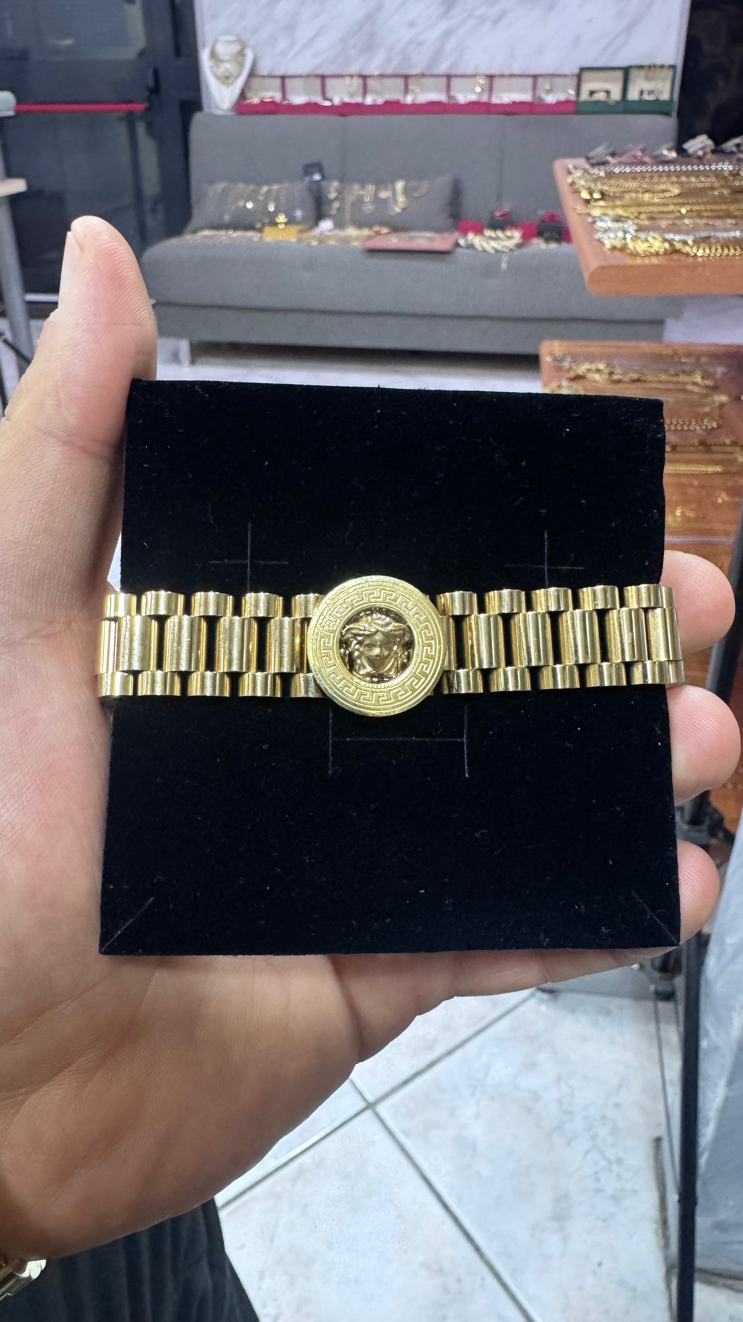 Bracciale president medusa acciaio oro*45