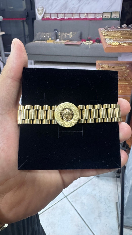 Bracciale president medusa acciaio oro*45