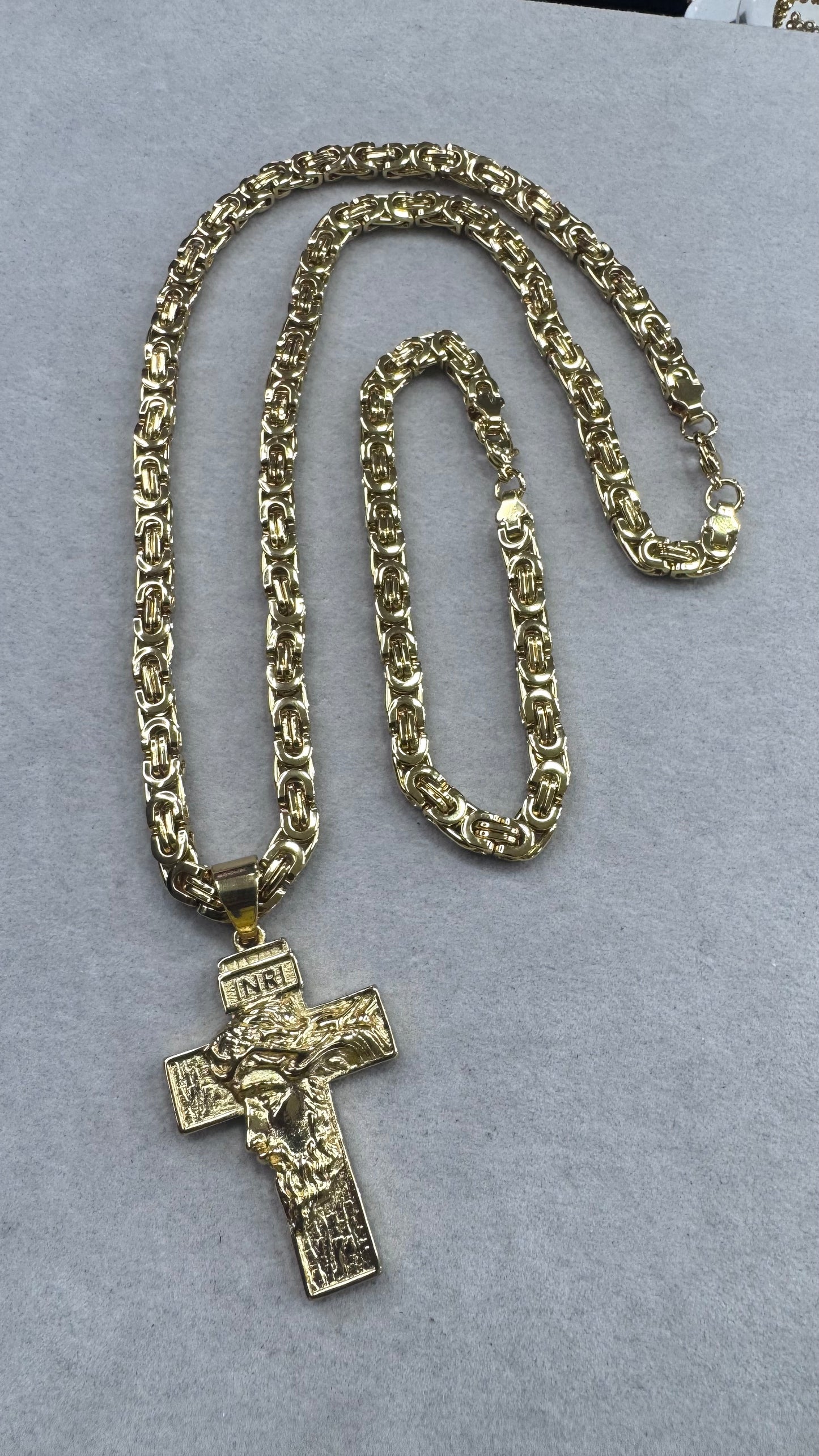 Combo Kit croce Gesù acciaio oro *237