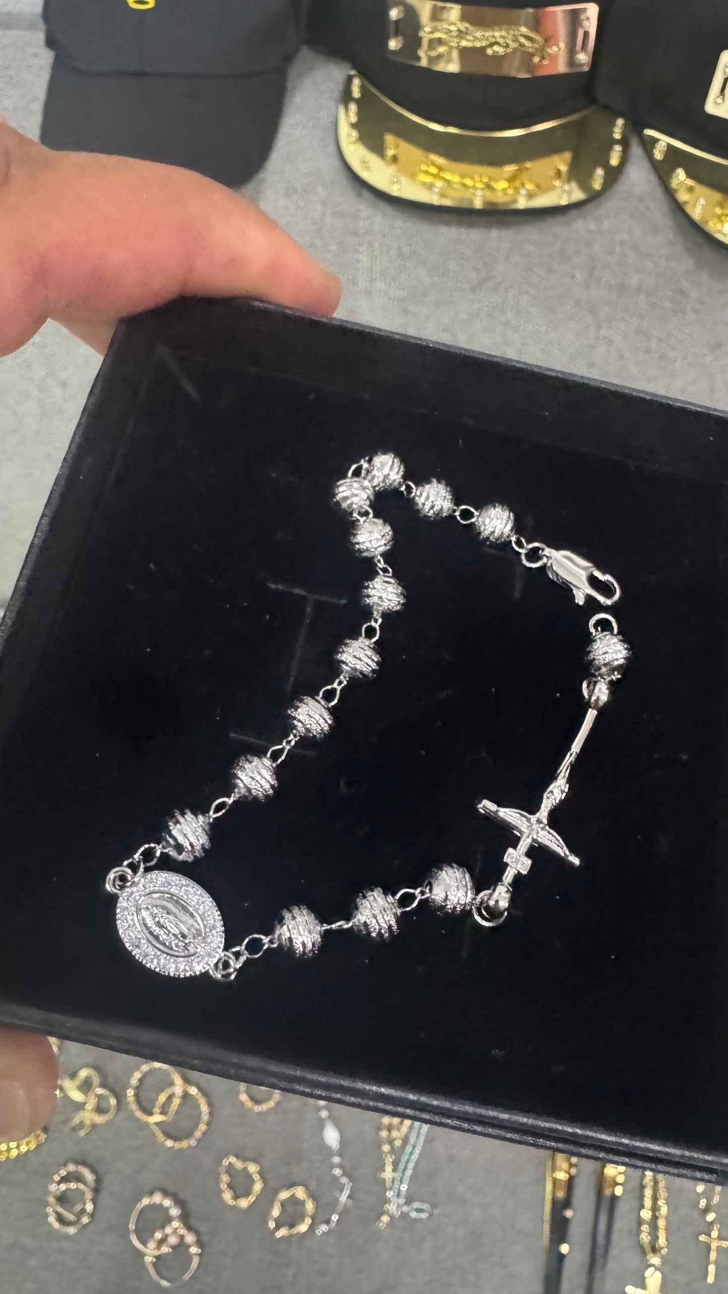 Bracciale rosario martellato Acciaio *32