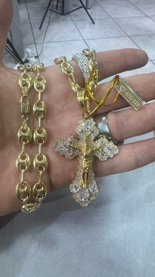 Collana marina 9 mm con croce Rio argento 925 *445