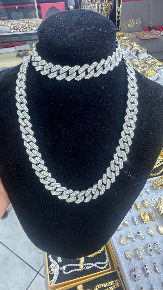 Combo kit CUBANO DIAMOND Acciaio argento *170