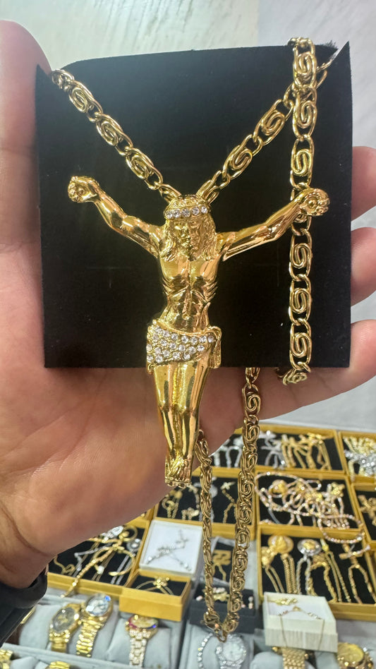 Combo kit Gesù grande acciaio oro *134