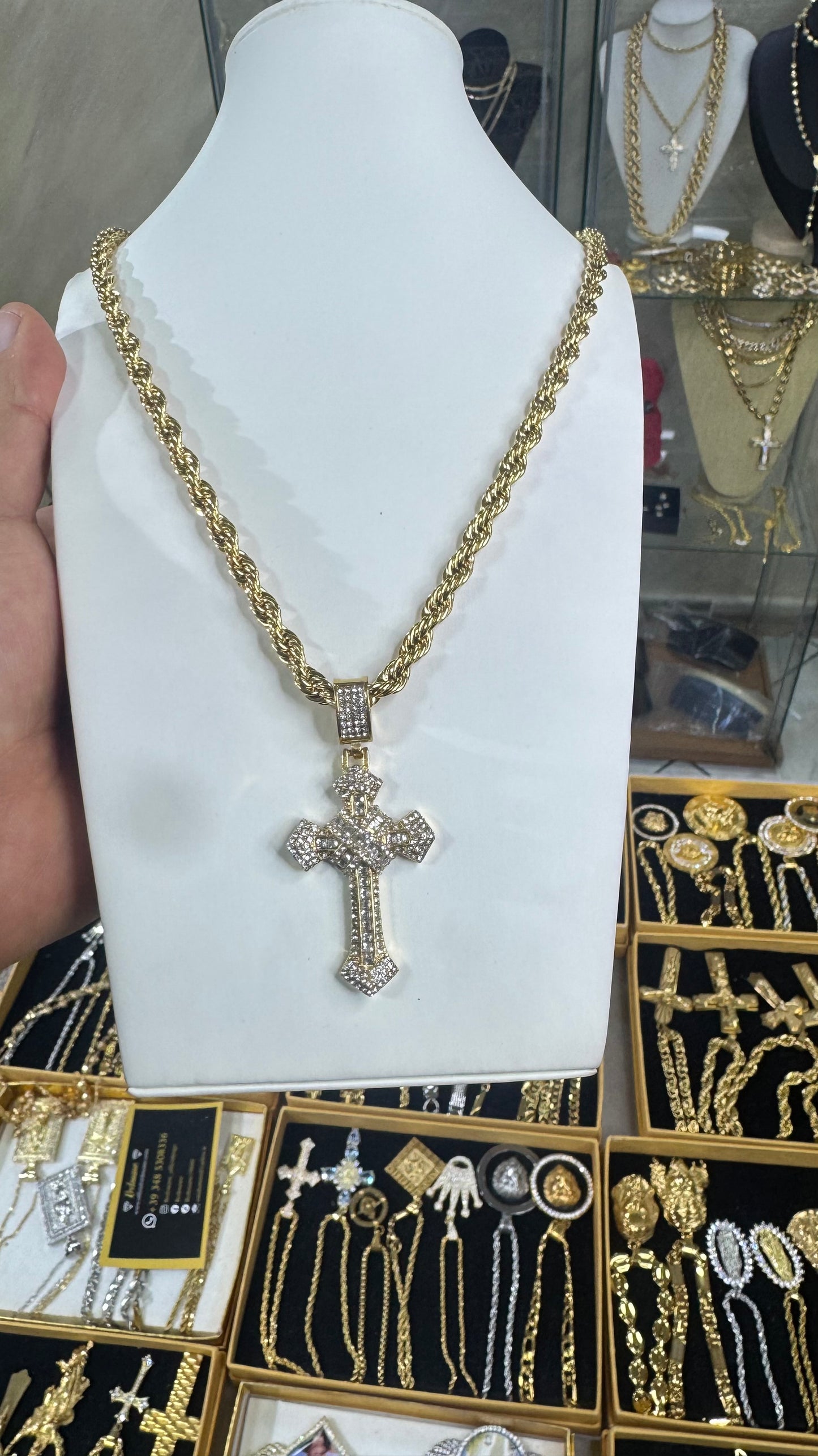 Combo kit croce Pave Acciaio oro*165