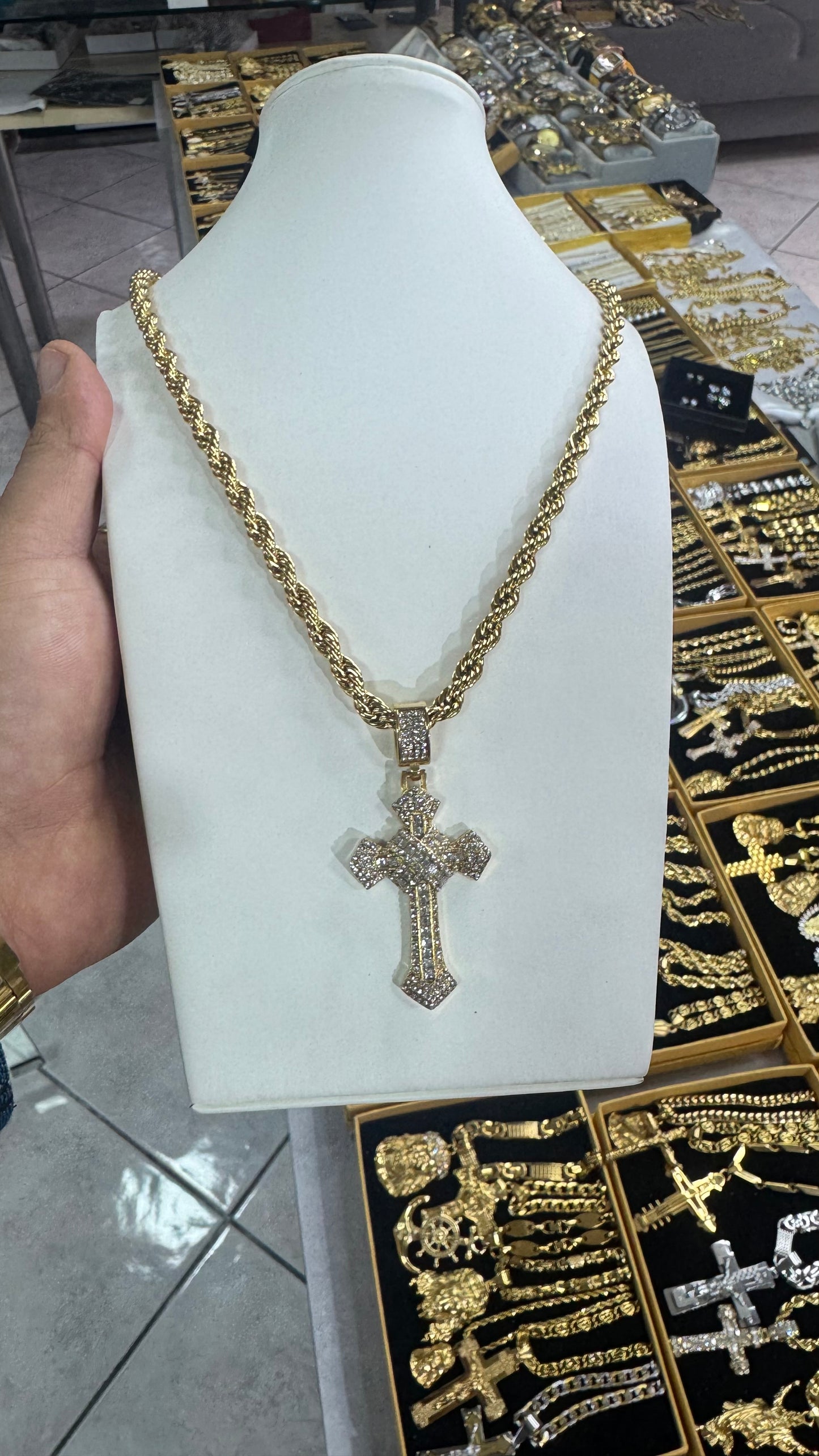 Combo kit croce Pave Acciaio oro*165