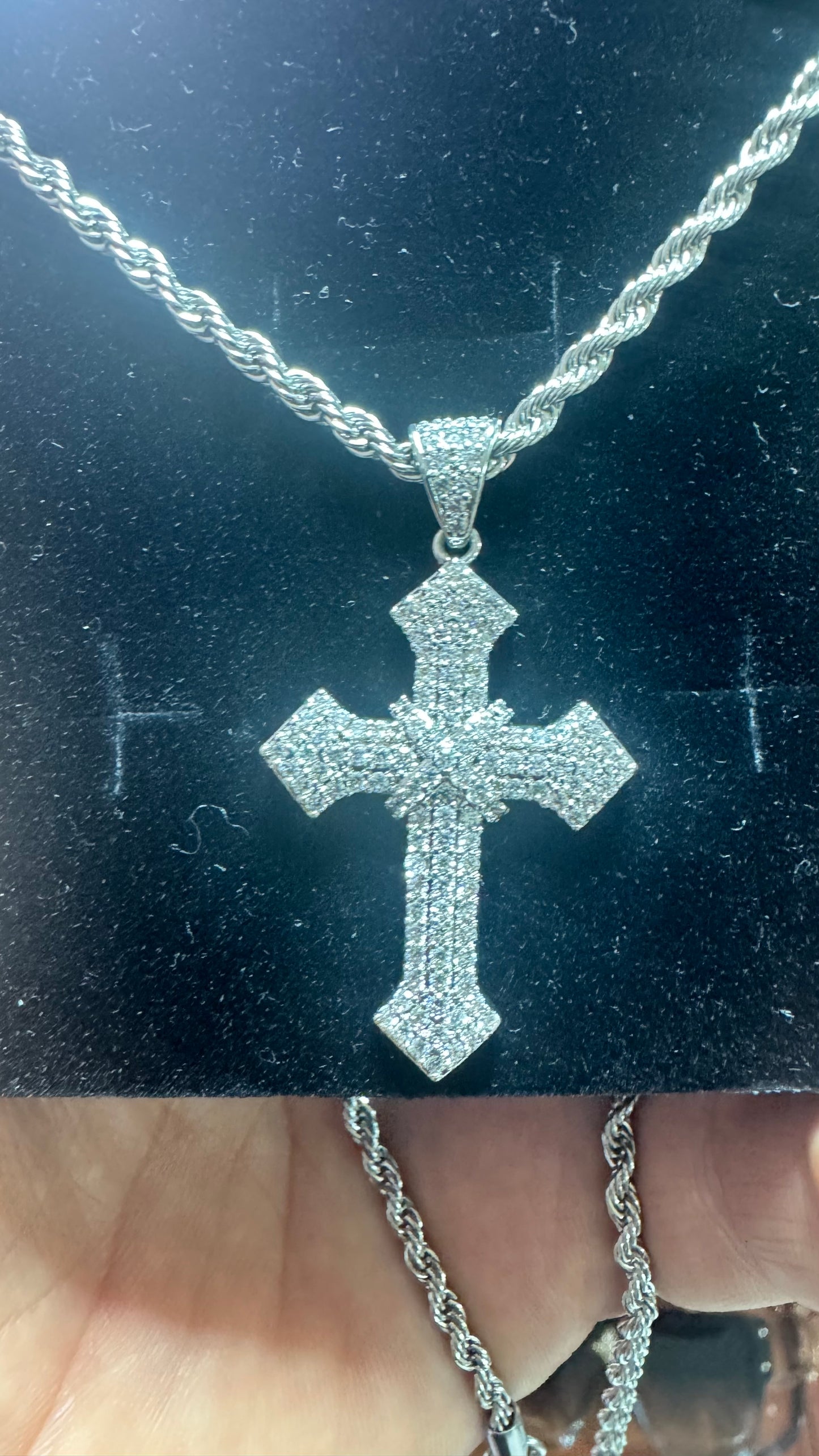 Collana con croce geolier acciaio argento*72