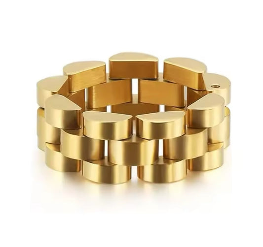 Anello acciaio oro *42