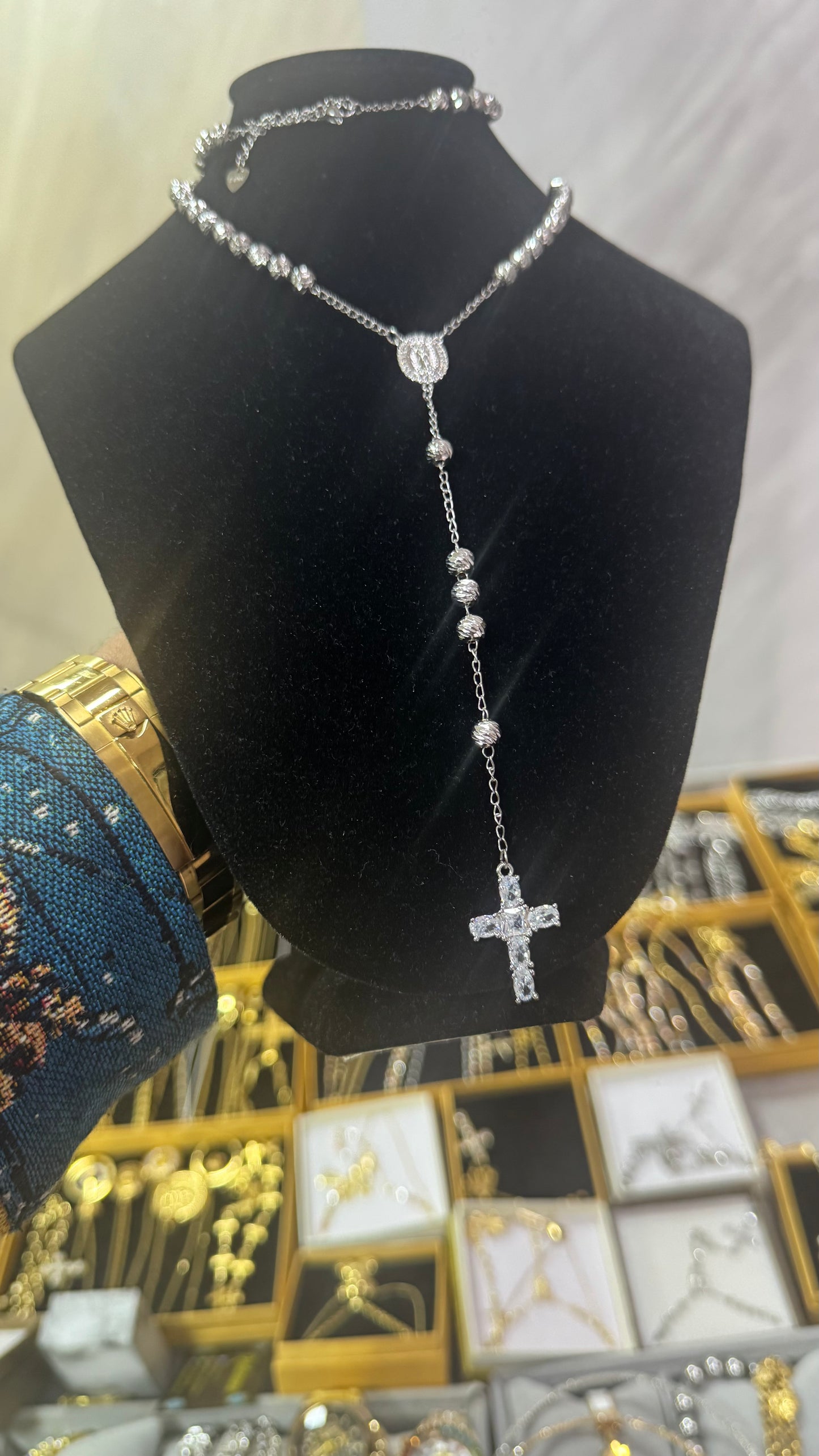 Rosario martellato silver acciaio *34