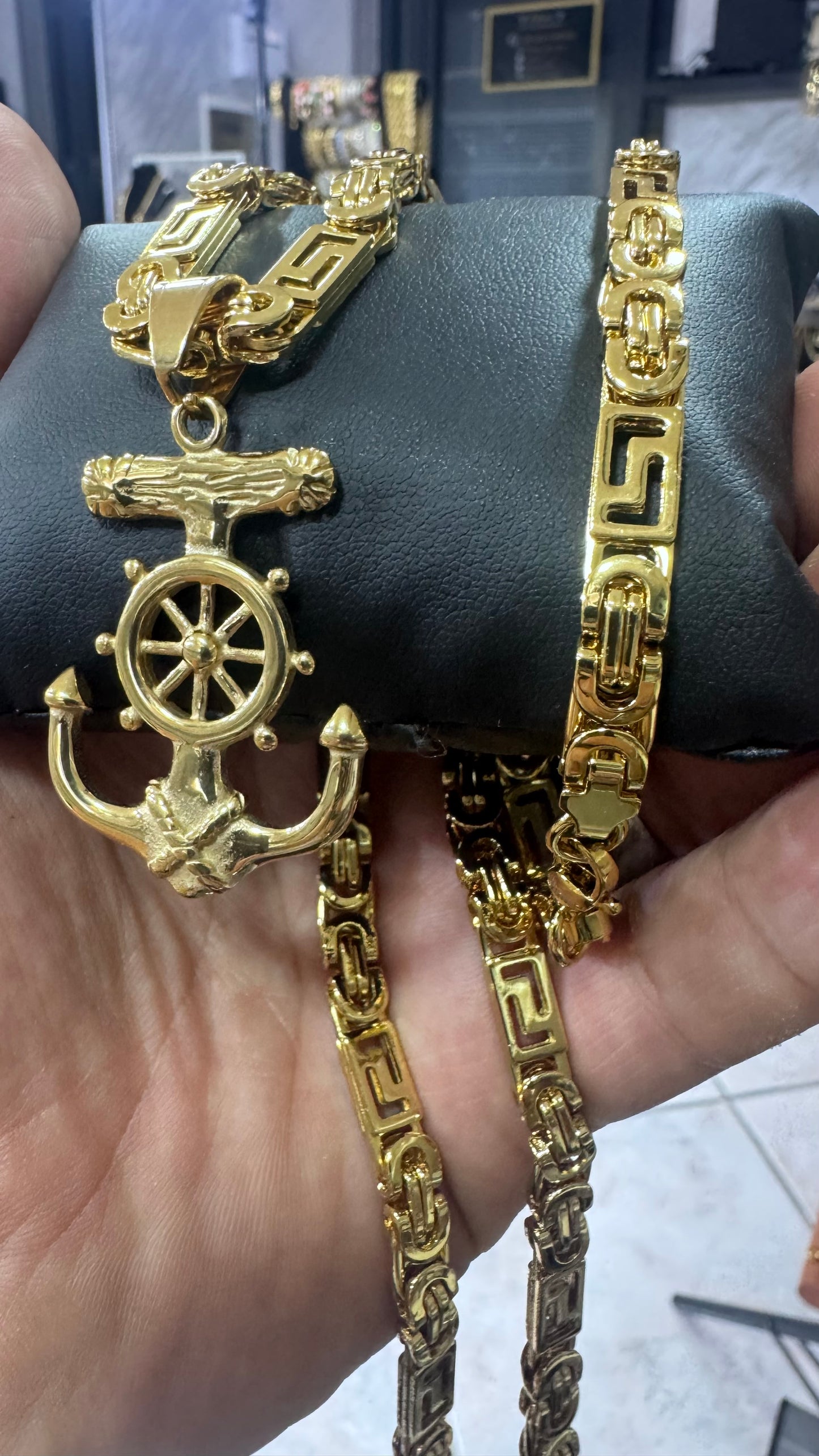 Combo Kit ancora greca acciaio oro *259