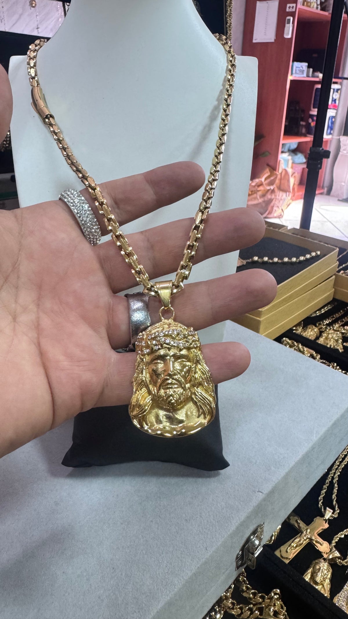 Collana Ibiza Gesù acciaio oro *4578