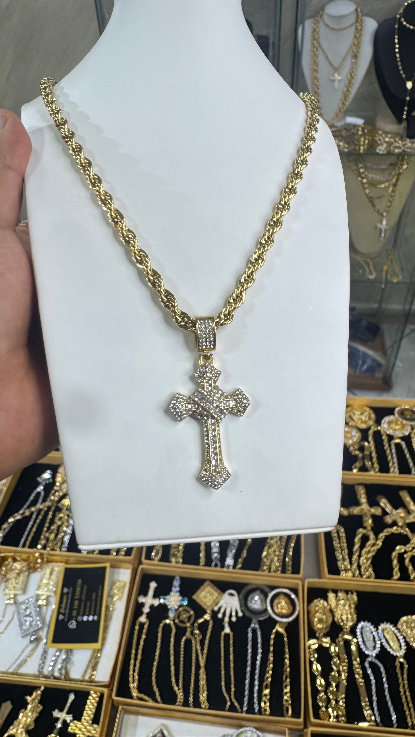 Combo kit croce Pave Acciaio oro*165