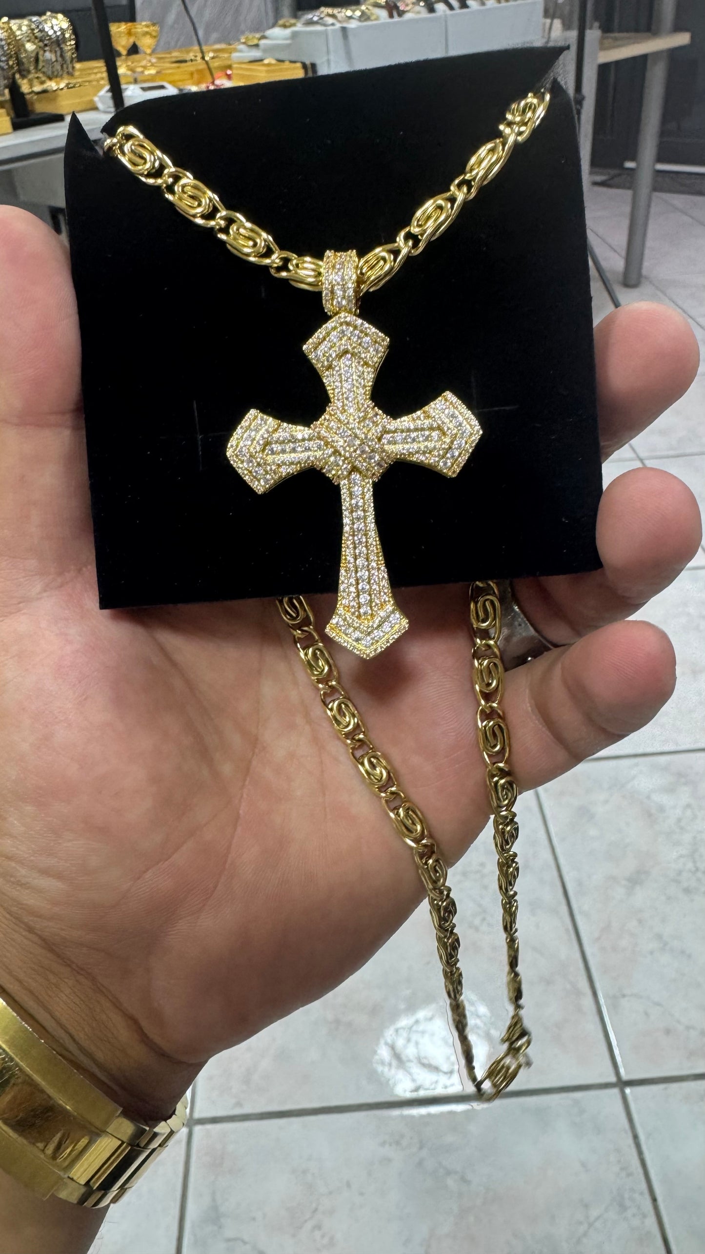 Combo kit croce acciaio oro *139