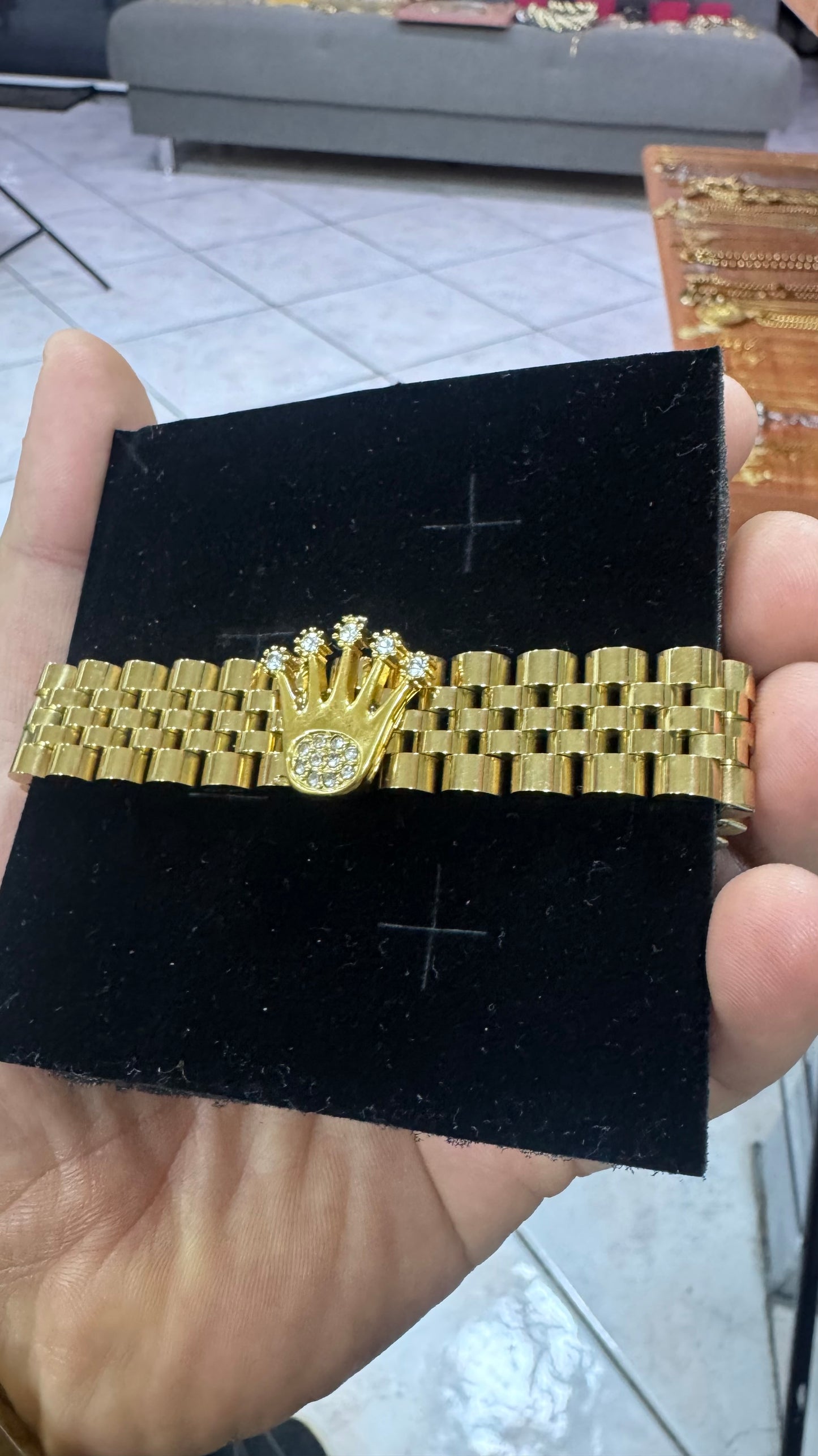 Bracciale giubileo corona acciaio oro*50