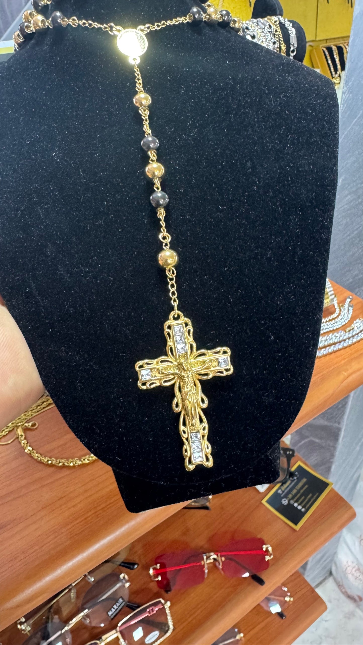 Rosario oro e nero acciaio *22