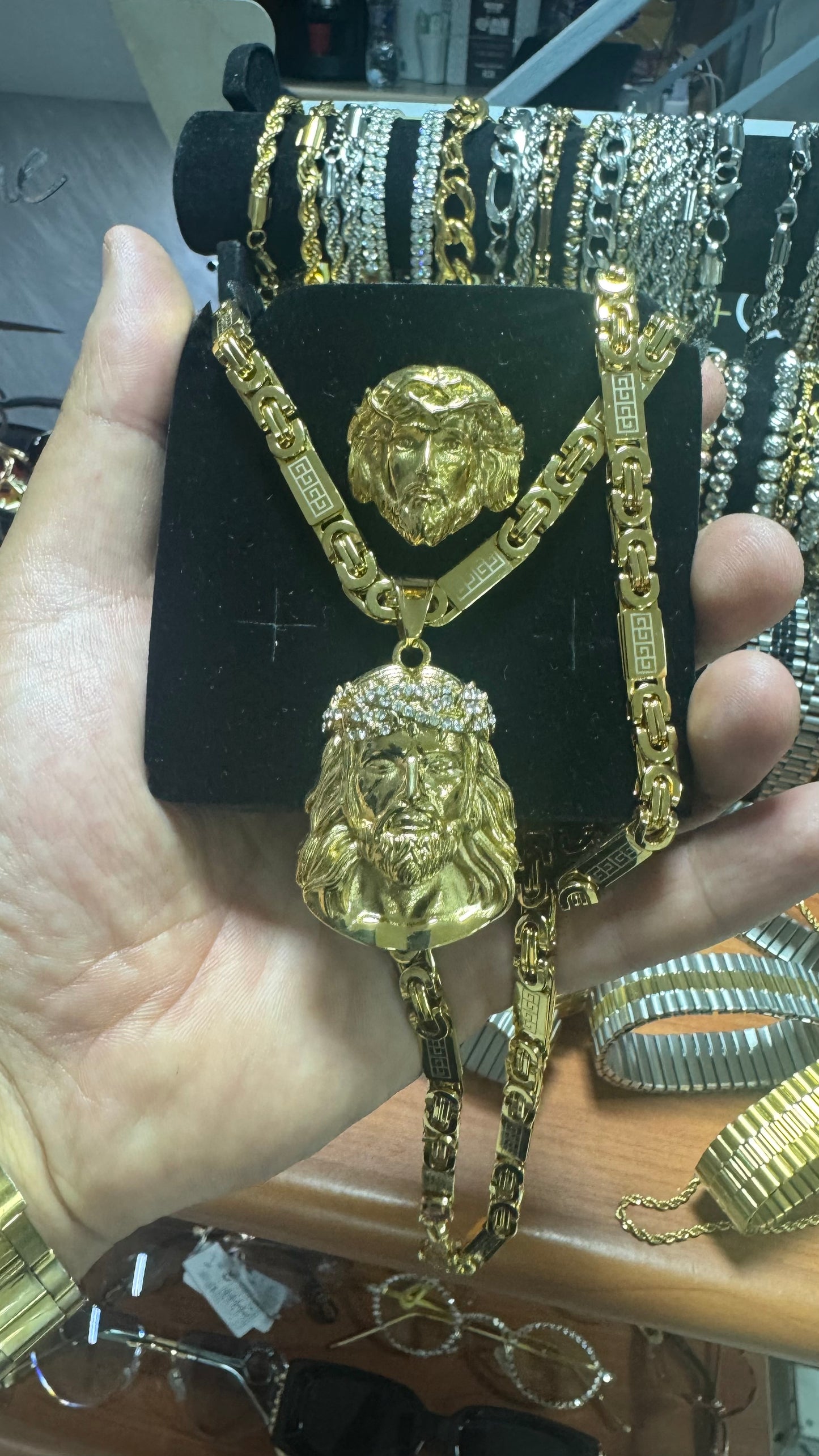 Combo tris oro acciaio Gesù *12