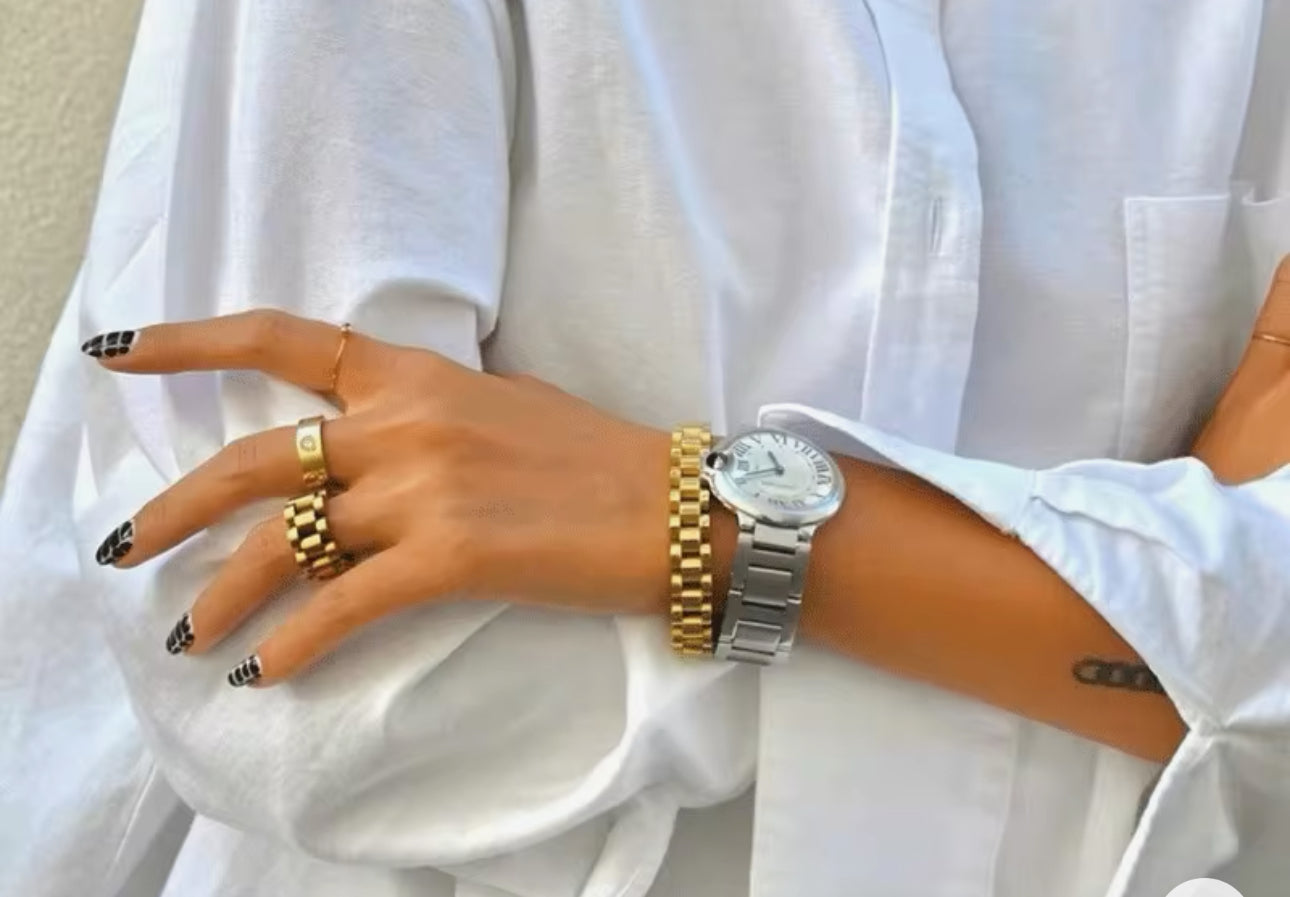 Anello acciaio oro *42