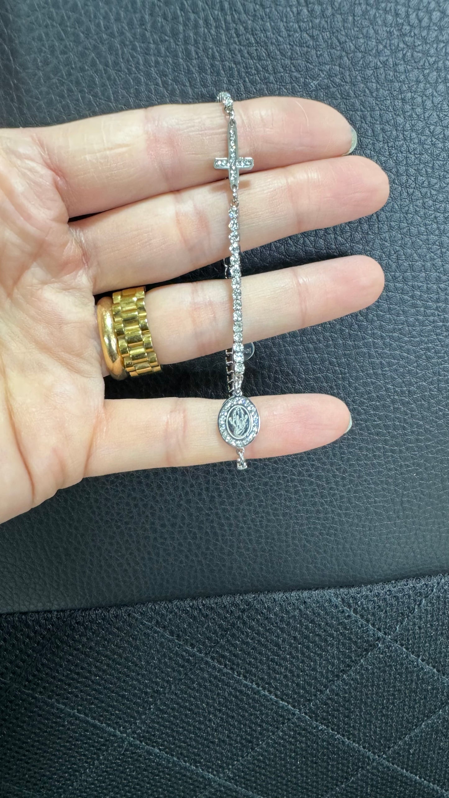 Bracciale tennis a rosario acciaio *36