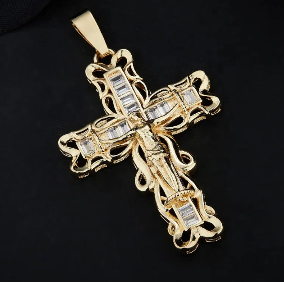 Ciondolo Croce con Gesù acciaio *01