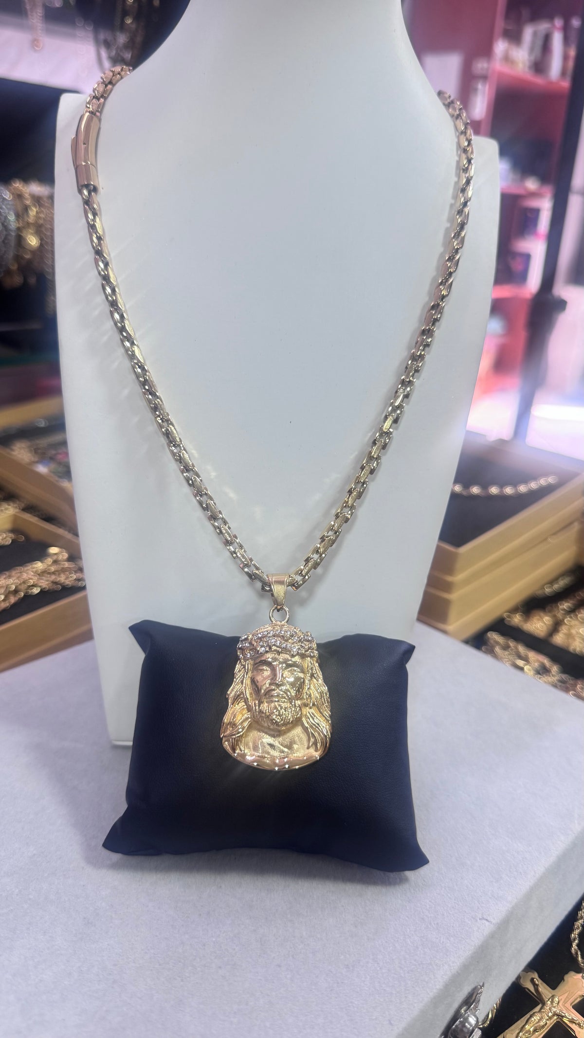 Collana Ibiza Gesù acciaio oro *4578