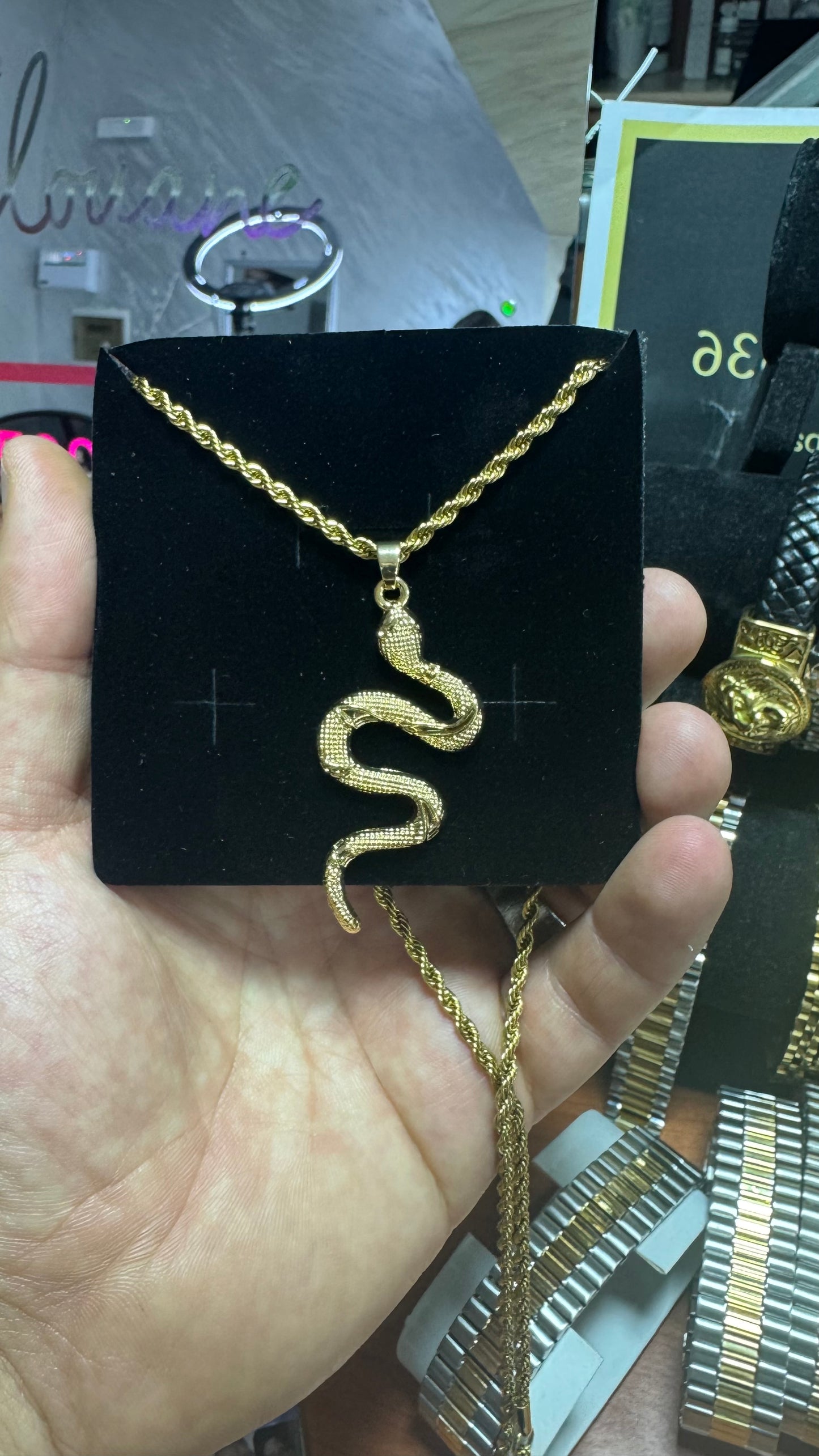 Collana con ciondolo serpente acciaio *64