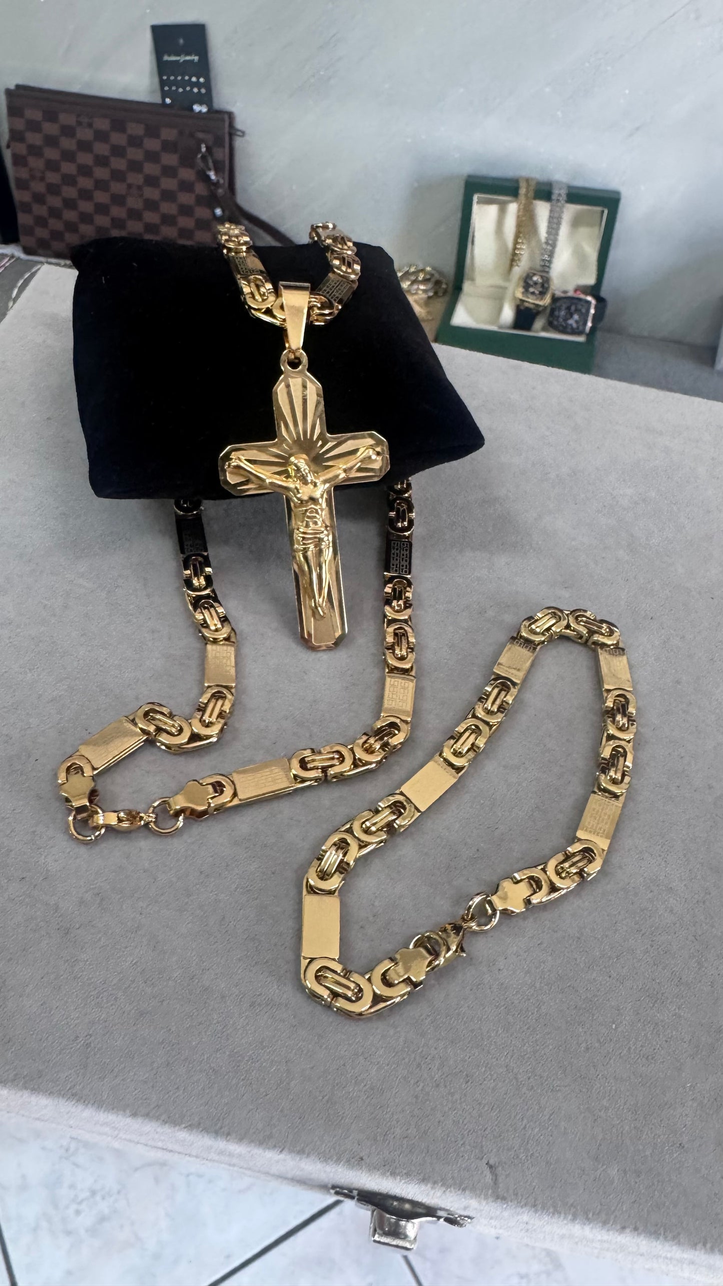 Combo Kit piastra croce acciaio oro *257